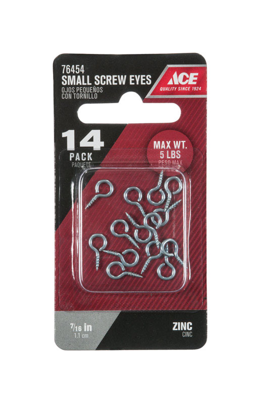 Ace 1/16 in. D X 7/16 in. L Zinc-Plated Steel Screw Eye 5 lb. cap. 14 pk