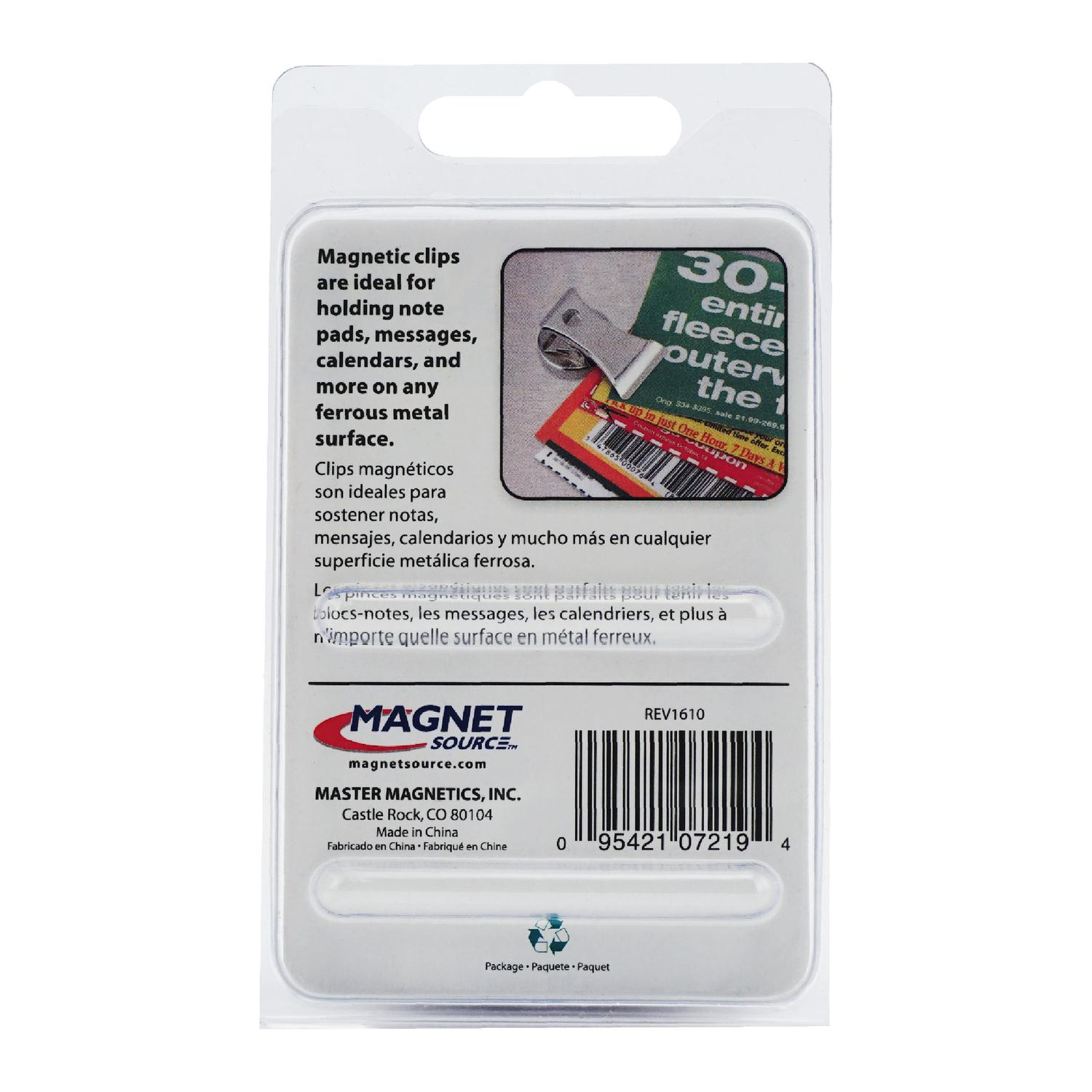 Magnet Source 1.8 in. L X 1 in. W Silver Clip Magnetic Clips 3 lb. pull 2 pc