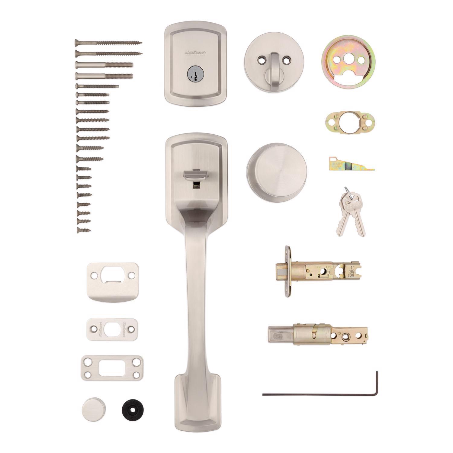 Kwikset Prague Satin Nickel Entry Handleset 1-3/4 in.