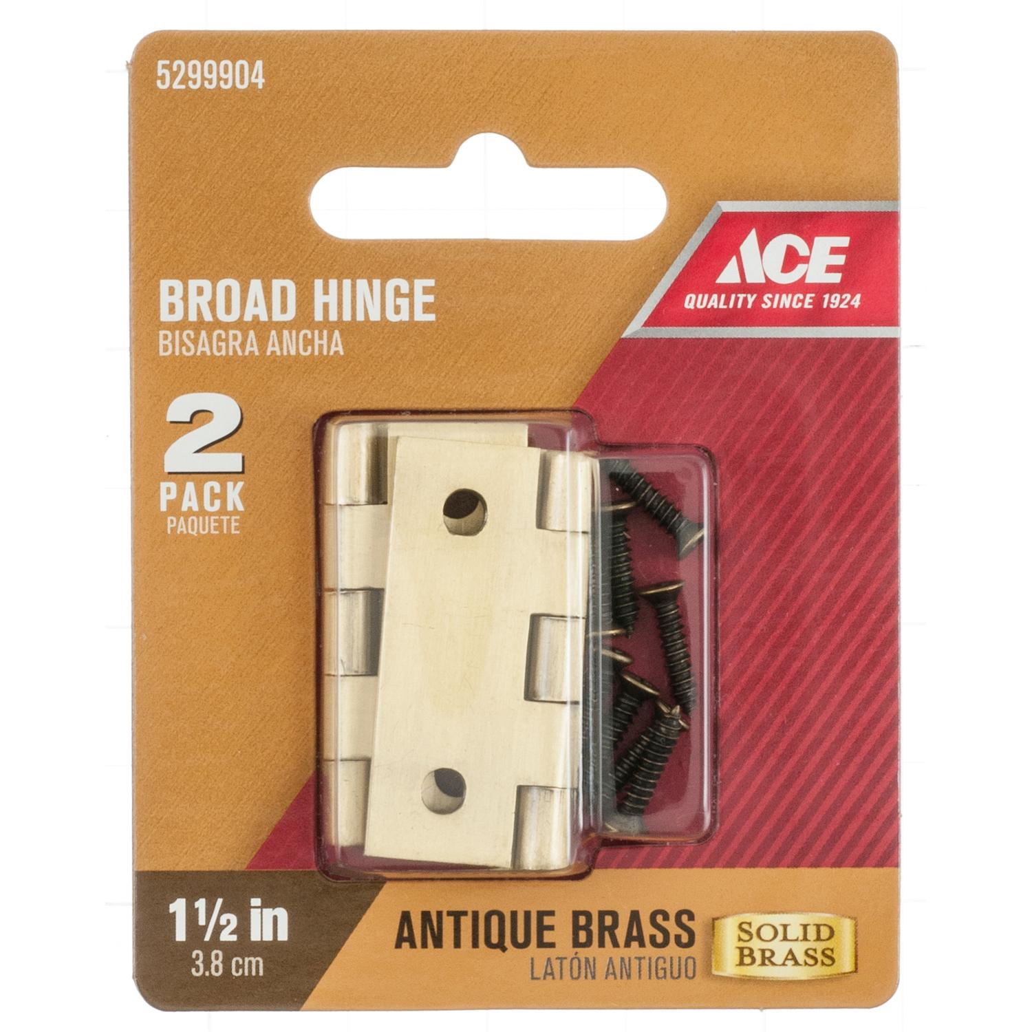 Ace 2.75 in. W X 1-1/2 in. L Antique Brass Brass Broad Hinge 2 pk