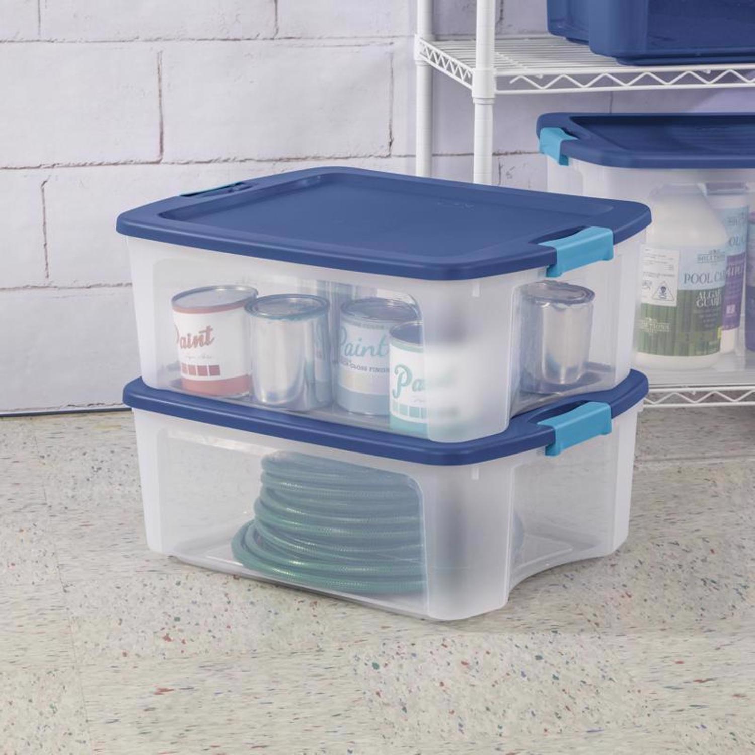 Sterilite 12 gal Blue/Clear Latch Storage Box 9-1/4 in. H X 23-5/8 in. W X 18-5/8 in. D Stackable