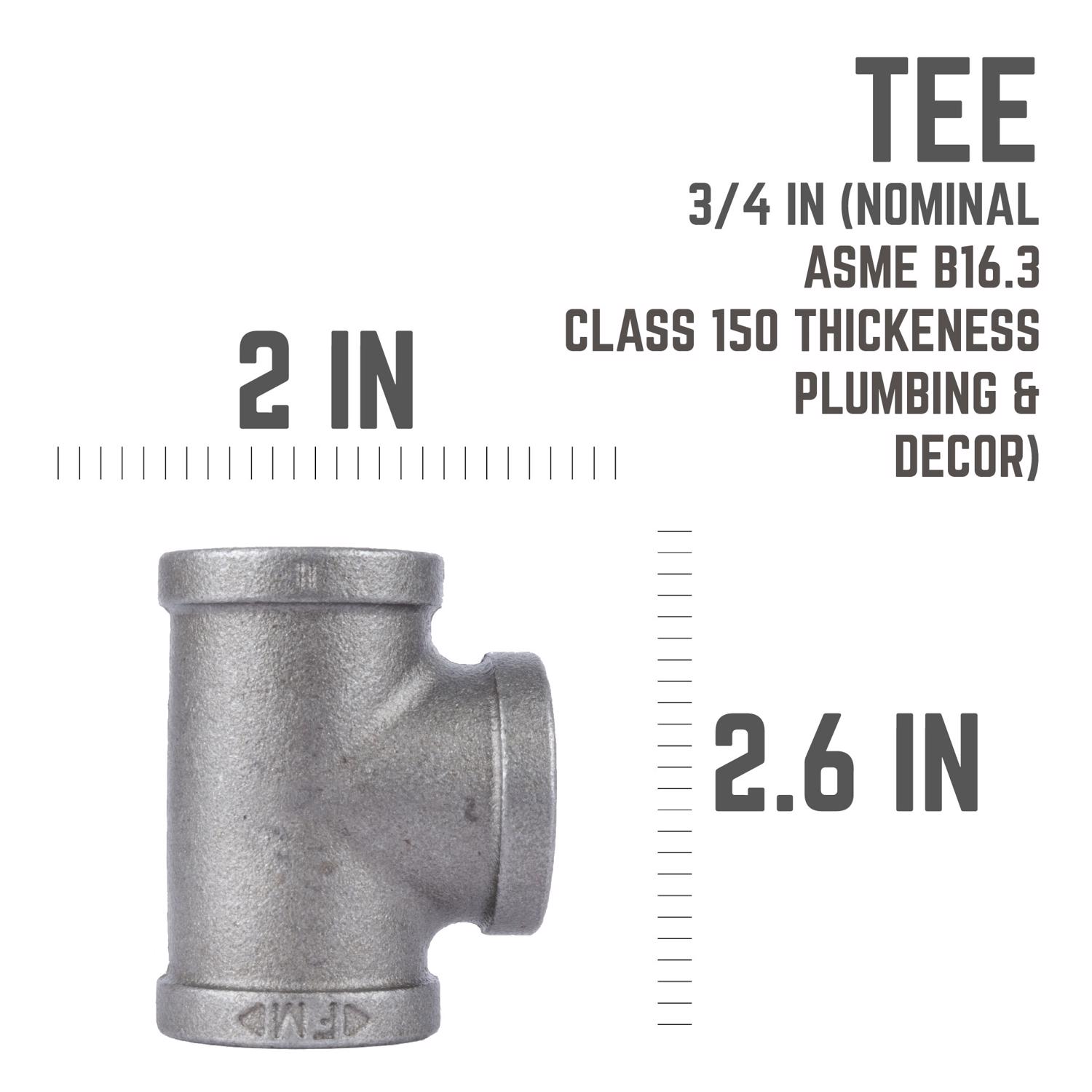 STZ Industries 3/4 in. FIP each X 3/4 in. D FIP 3/4 in. D FIP Black Malleable Iron Tee