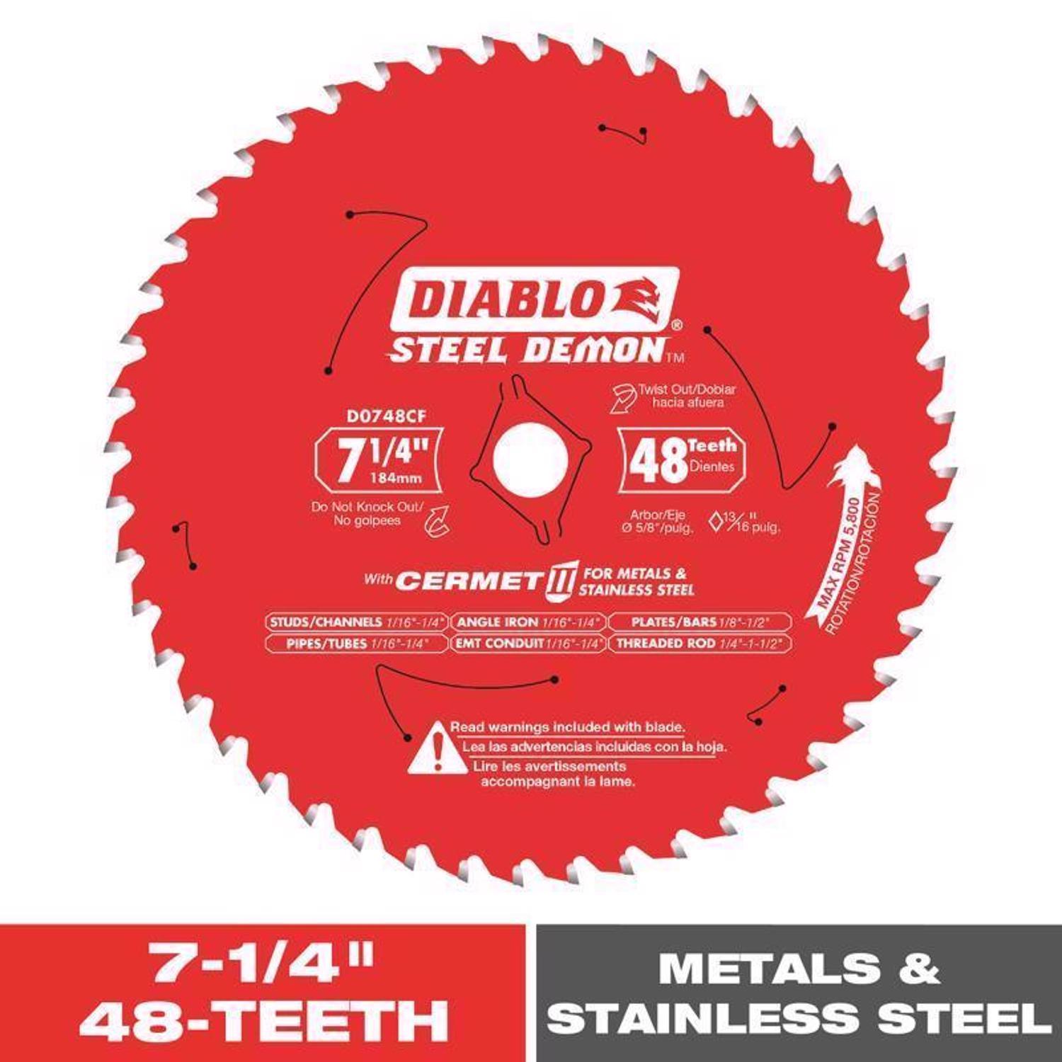 Diablo Steel Demon 7-1/4 in. D X 5/8 in. Cermet Metal Saw Blade 48 teeth 1 pk