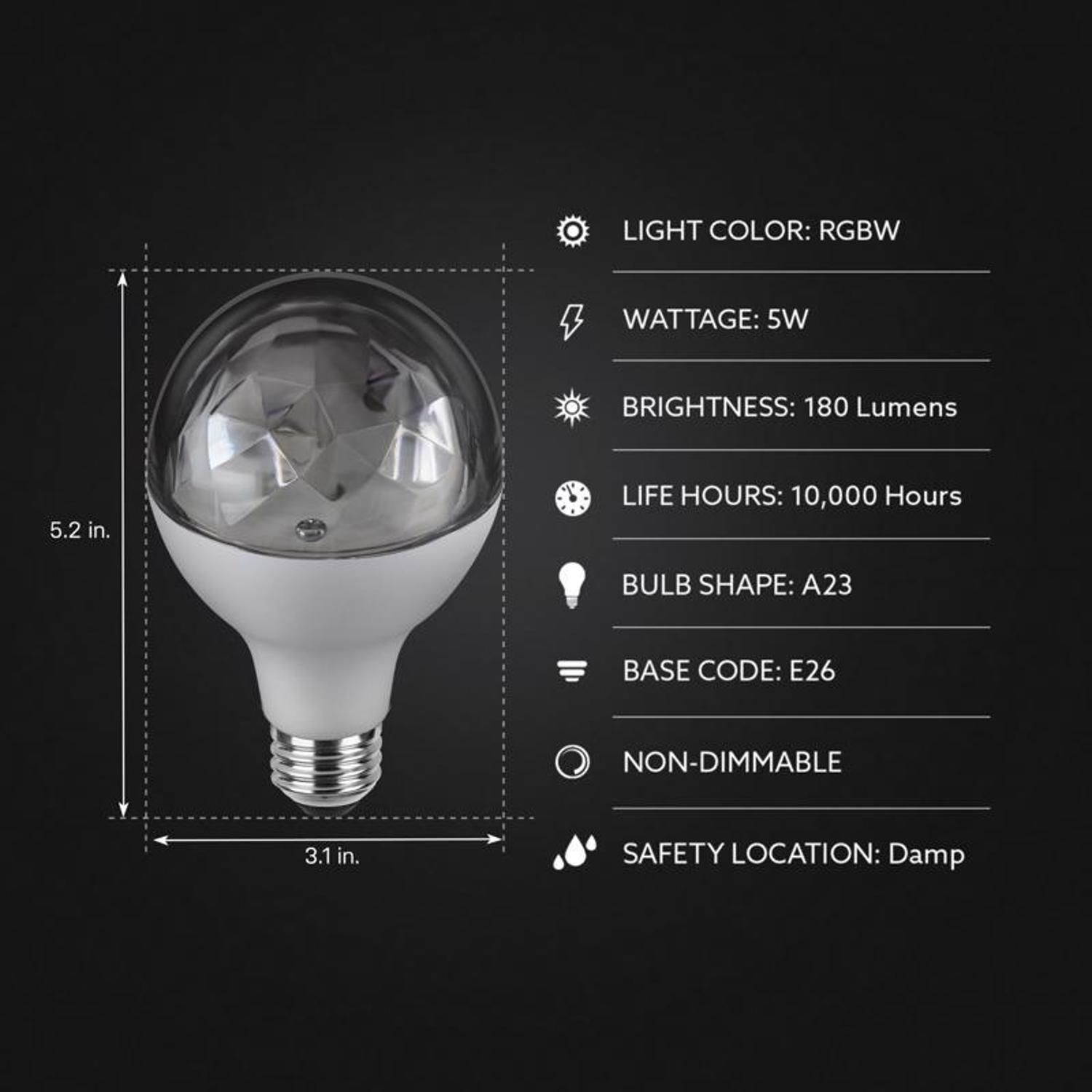 Feit A19 E26 (Medium) LED Bulb Color Changing 5 Watt Equivalence 1 pk