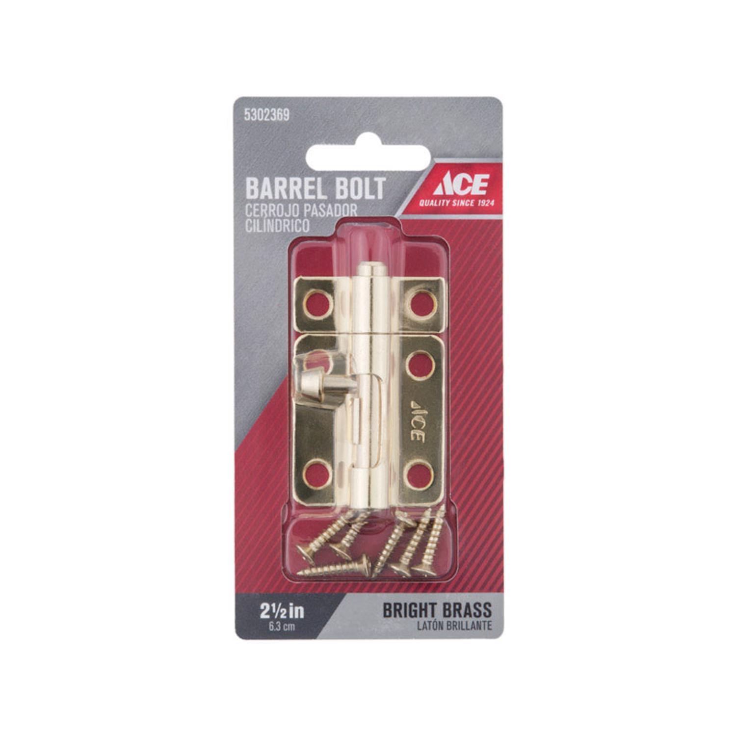Ace 2.5 in. L Brass-Plated Steel Barrel Bolt 1 pk