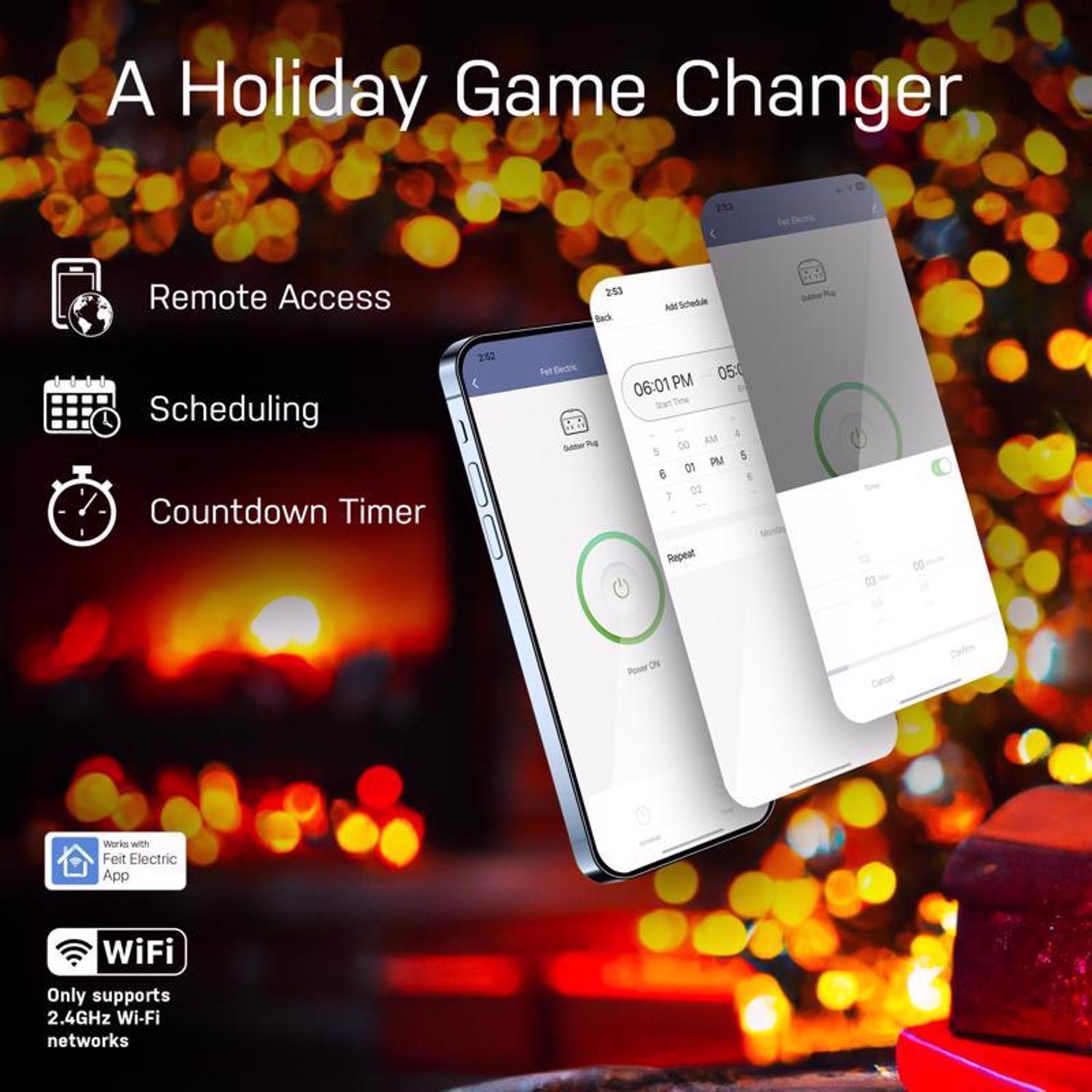 Feit Smart Home Commercial and Residential Plastic Outdoor Smart-Enabled Plug 1-15R