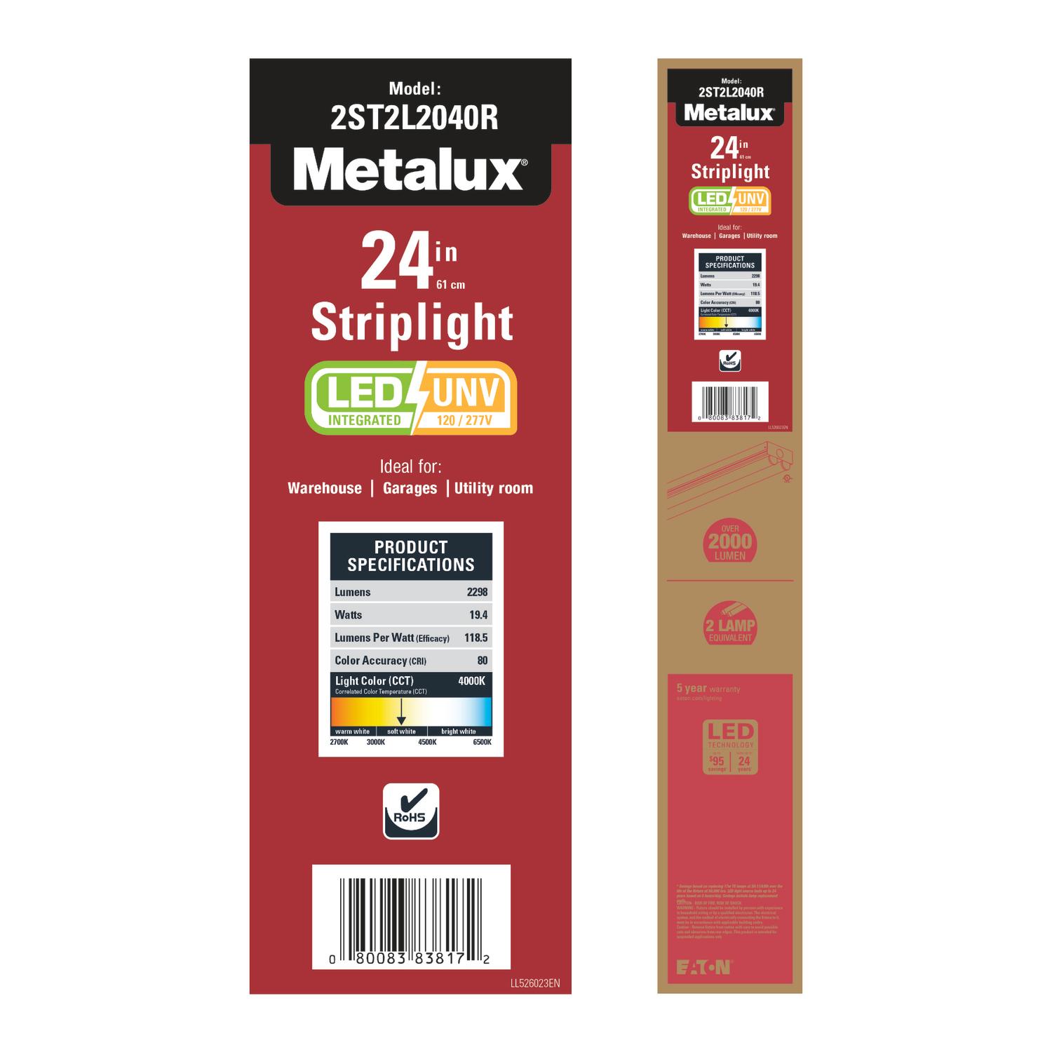 Metalux 24 in. L White Hardwired LED Strip Light 2298 lm Stine Home
