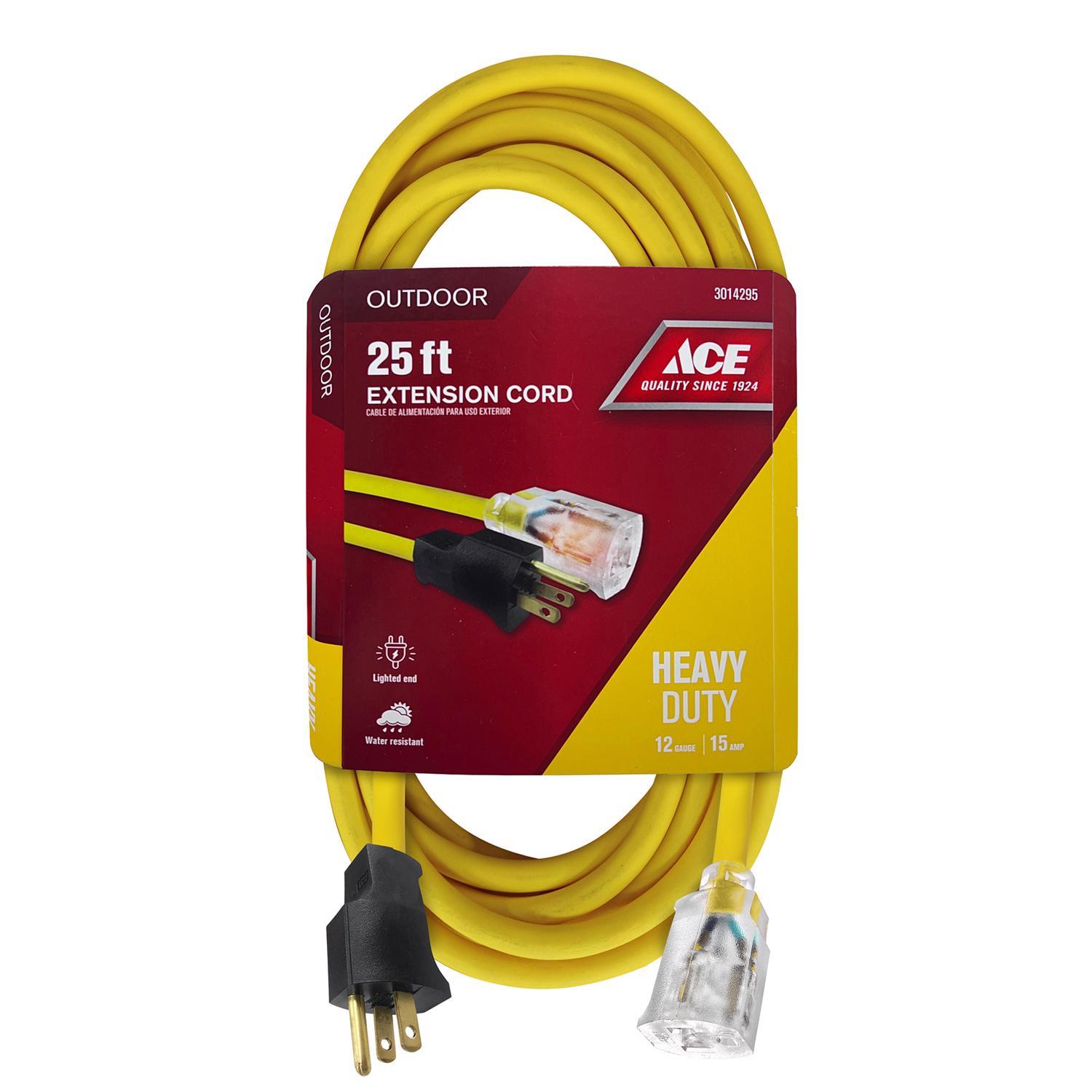 Ace Indoor or Outdoor 25 ft. L Yellow Extension Cord 12/3 SJTW