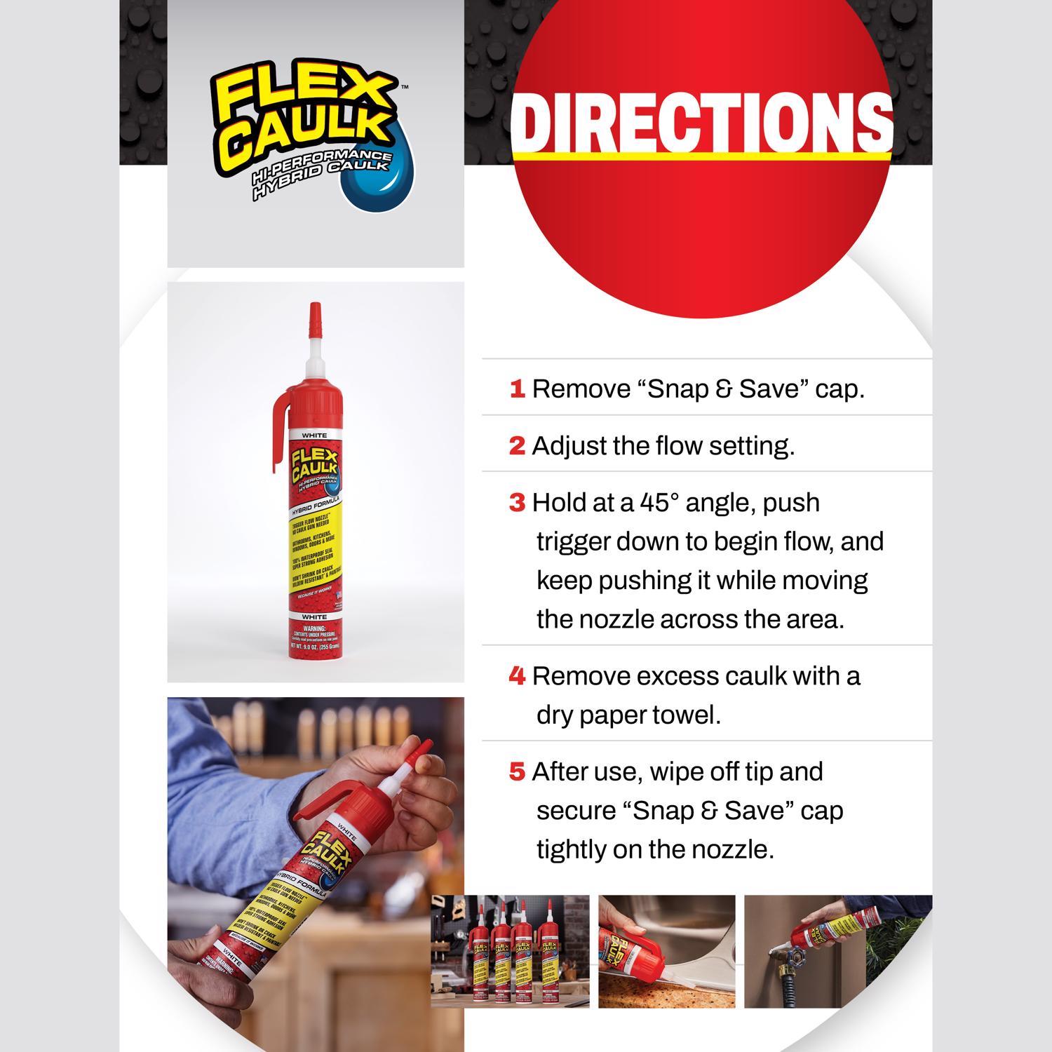 Flex Seal Family of Products Flex Caulk Clear Polymer Advanced Hybrid Polymer Caulk 6.6 fl. oz.