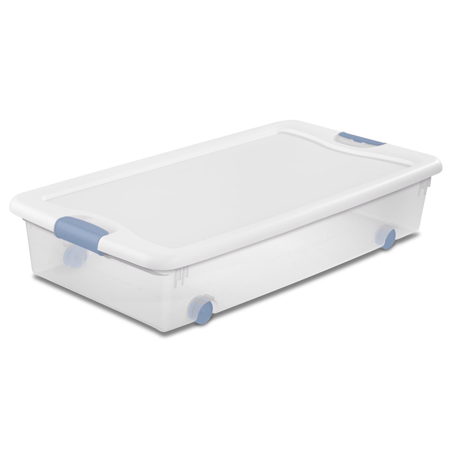 Sterilite 56 qt Clear/White Latch Storage Box 7 in. H X 33-7/8 in. W X 18-3/4 in. D Stackable