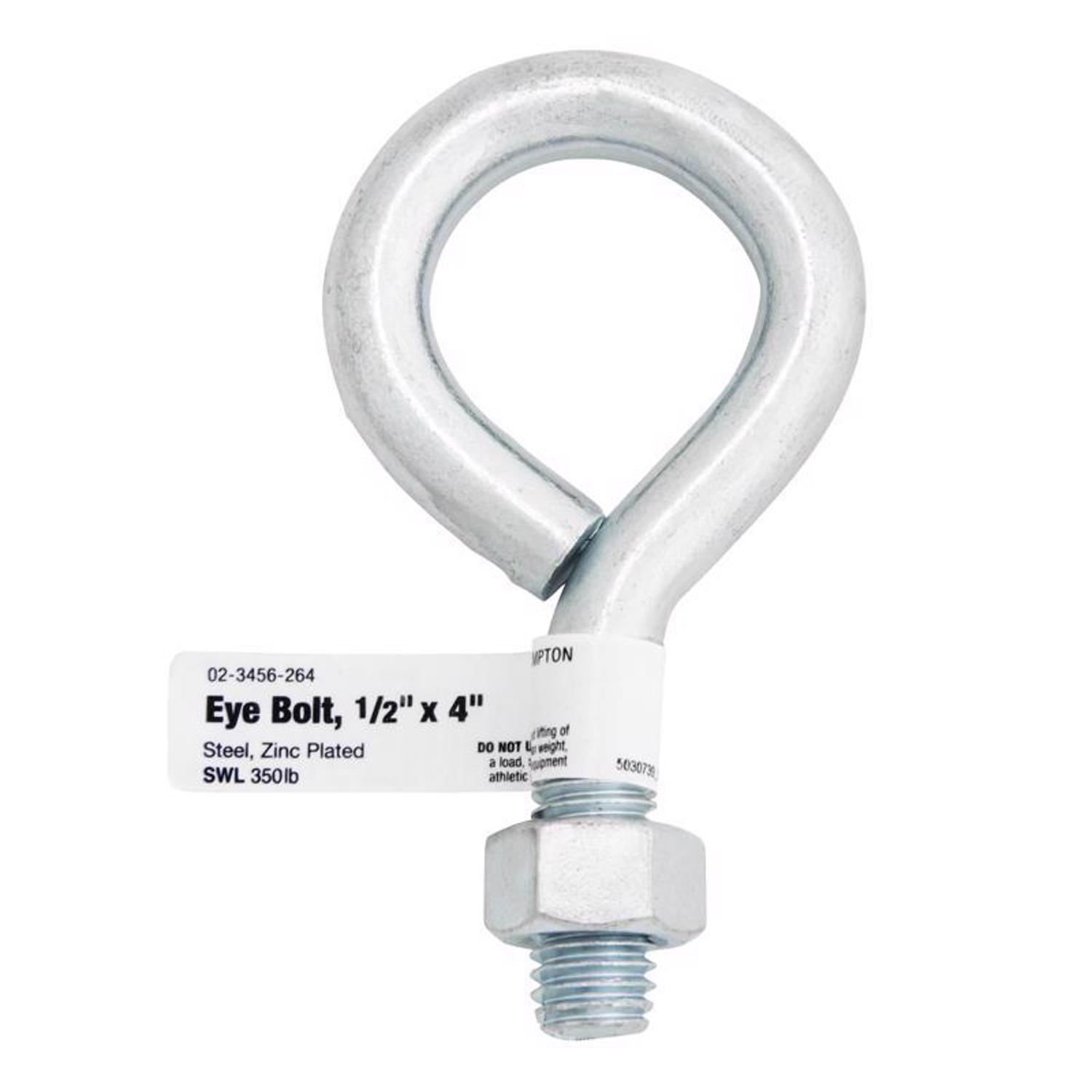 Hampton 1/2 in. X 4 in. L Zinc-Plated Steel Eyebolt Nut Included