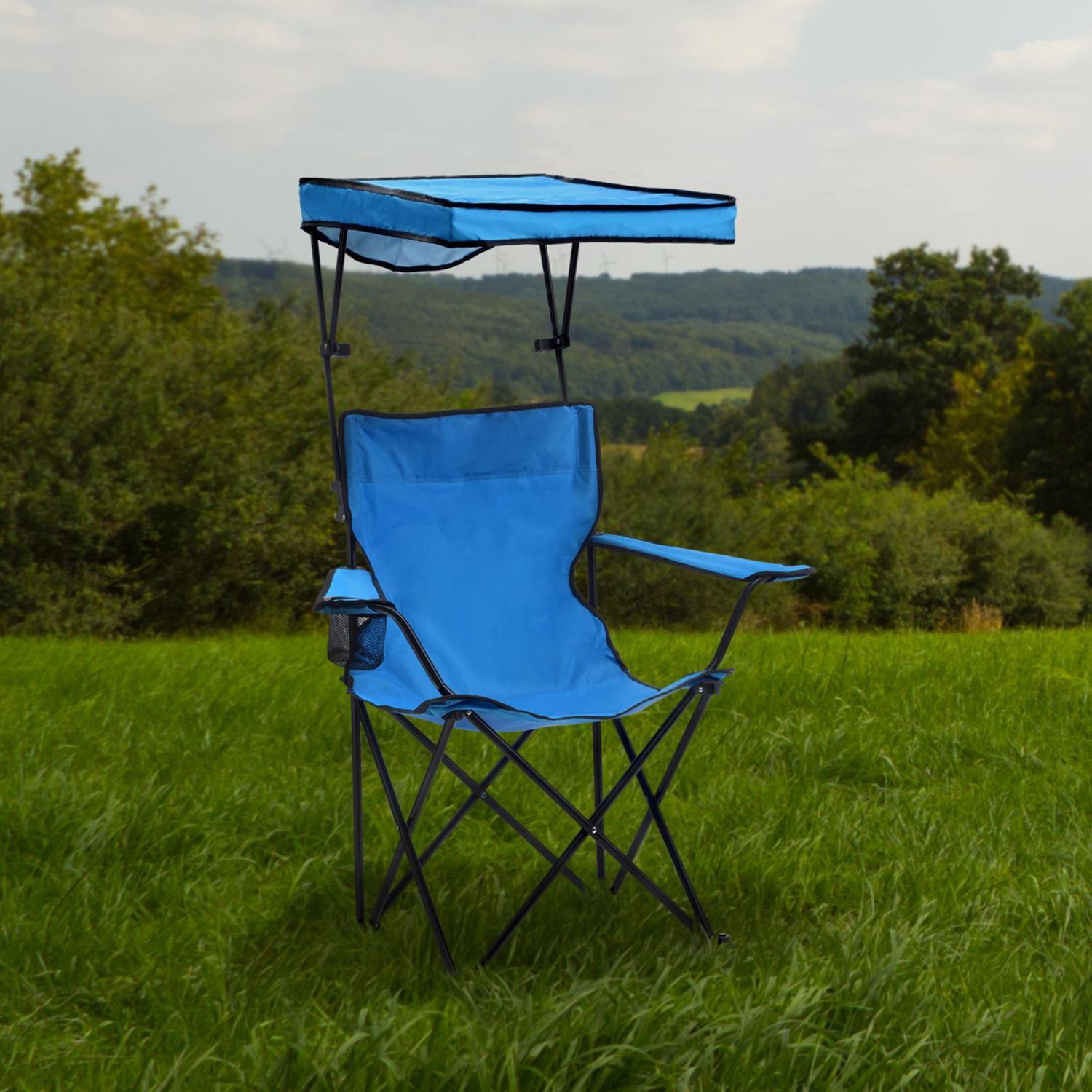 QuikChair Blue Canopy Folding Quad Chair