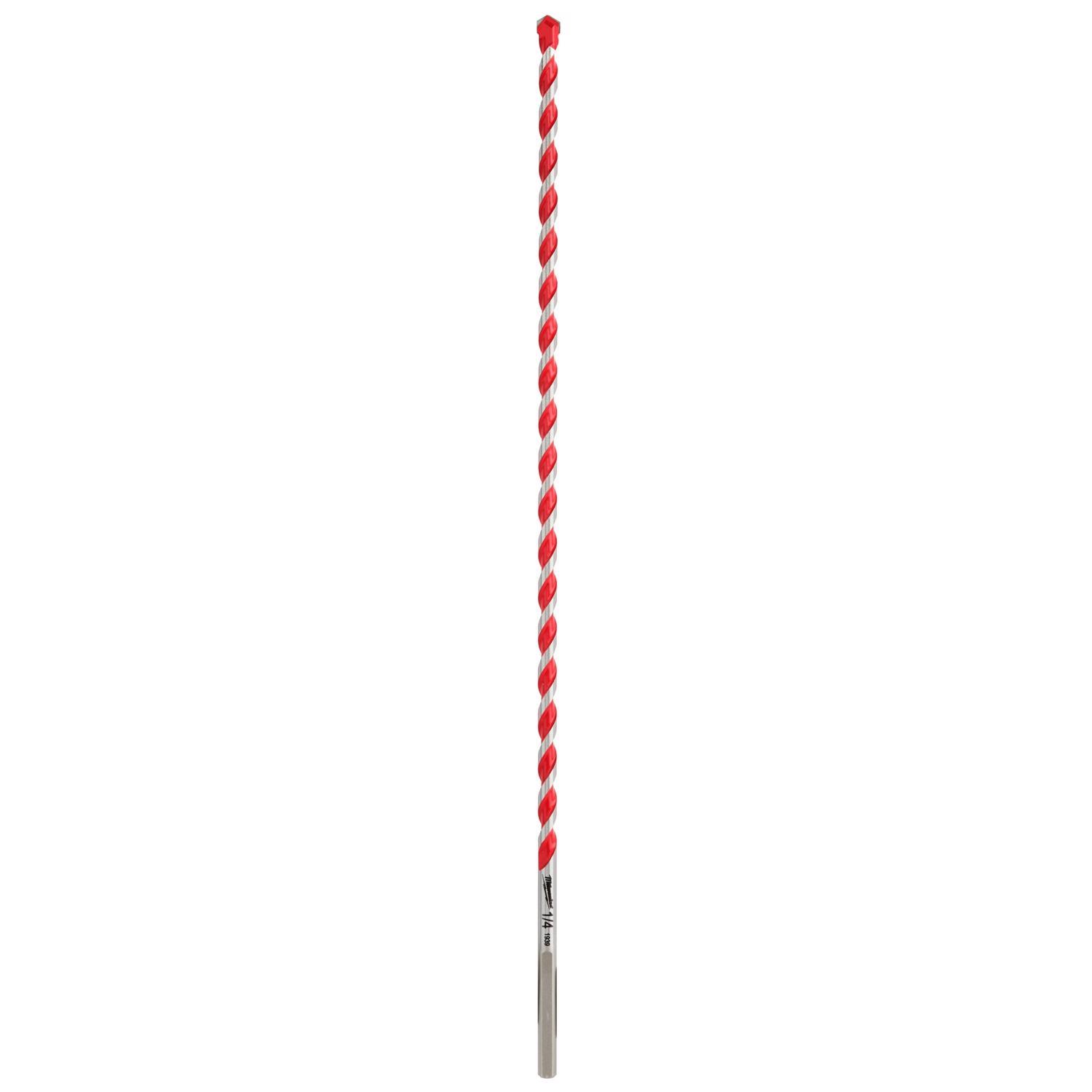 Milwaukee Shockwave 1/4 in. X 12 in. L Carbide Hammer Drill Bit 3-Flat Shank 1 pk