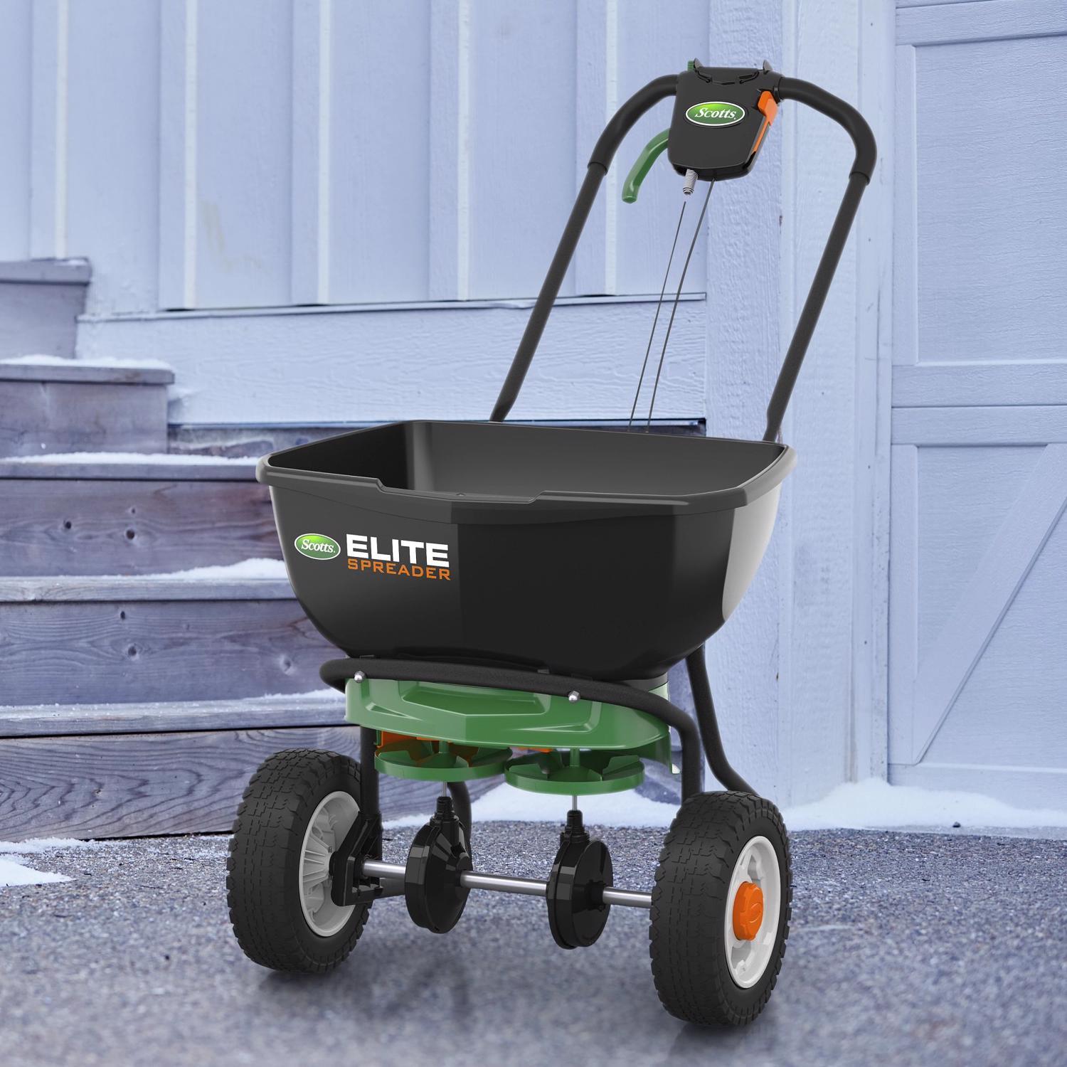 Scotts Elite 72 in. W Broadcast Push Spreader For Fertilizer/Ice Melt/Seed 30 lb