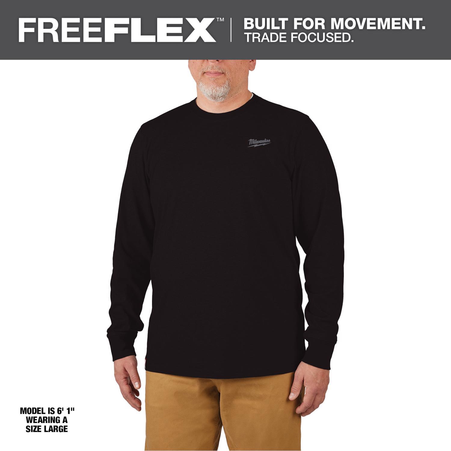 Milwaukee L Long Sleeve Men's Crew Neck Black Hybrid Work Tee Shirt