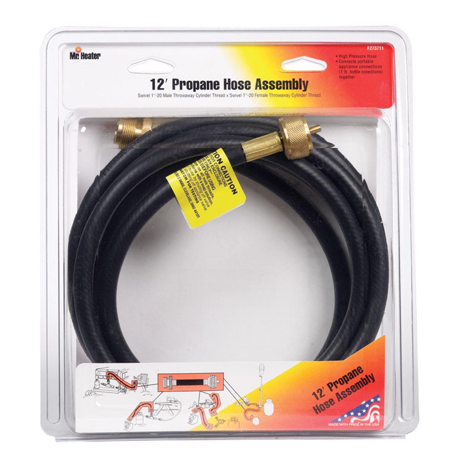Mr. Heater 1 in. D X 1 in. D X 12 ft. L Brass/Plastic Hose Assembly