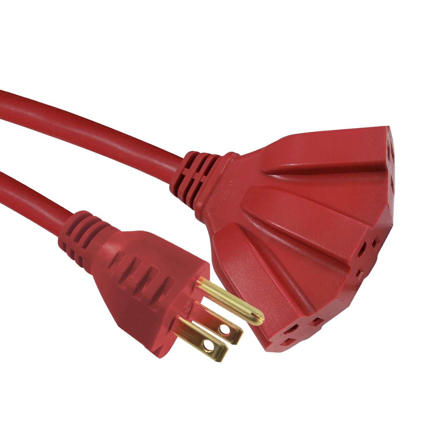 Ace Indoor or Outdoor 25 ft. L Red Triple Outlet Cord 14/3 SJTW