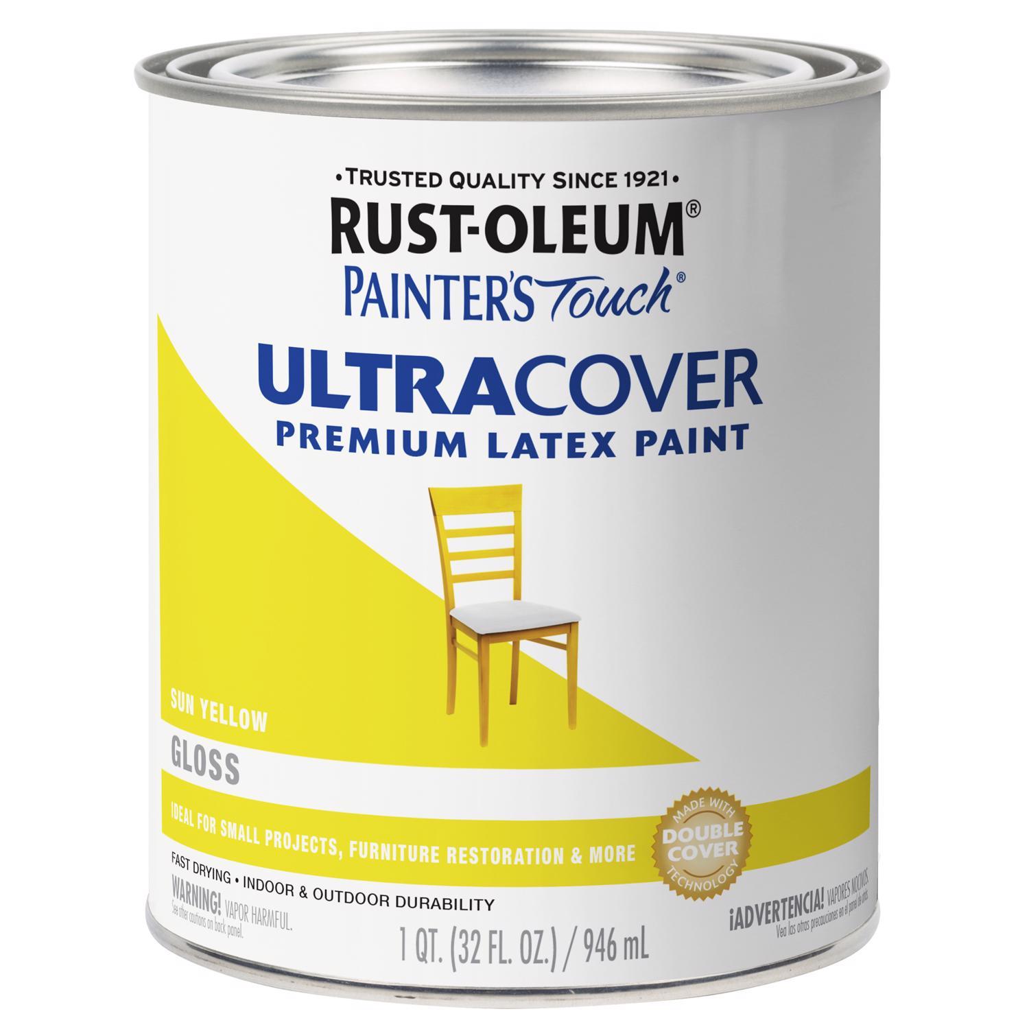 Rust-Oleum Painters Touch 2X Gloss Sun Yellow Ultra Cover Paint Exterior and Interior 1 qt