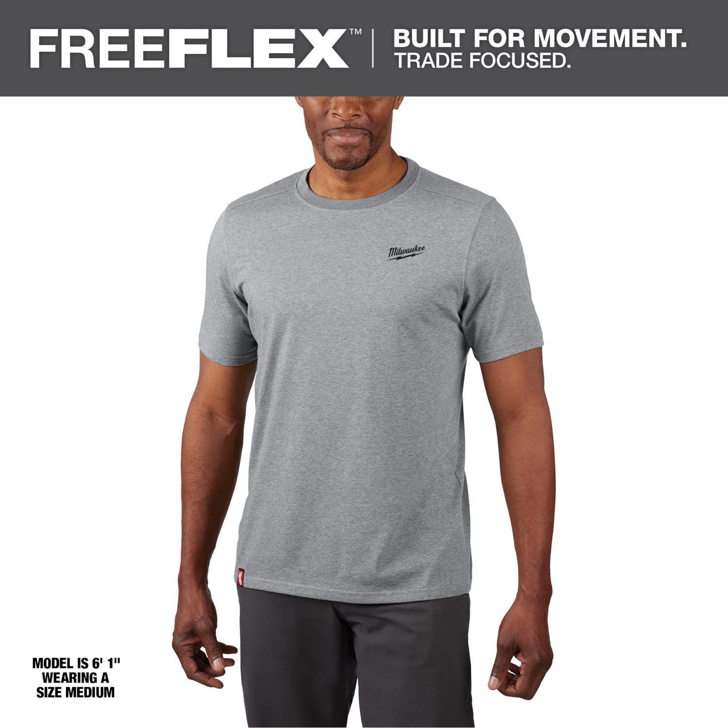 Milwaukee XL Short Sleeve Men's Crew Neck Gray Hybrid Work Tee Shirt