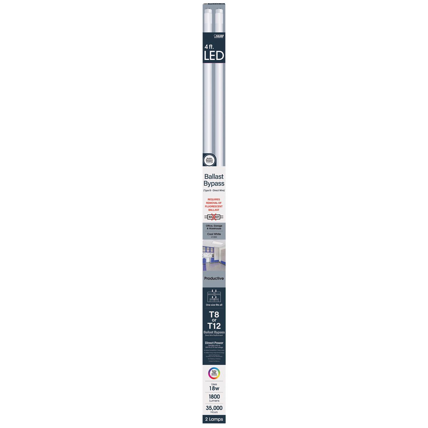Feit Linear T8 Cool White 48 in. G13 Linear LED Bulb 32 Watt Equivalence 2 pk