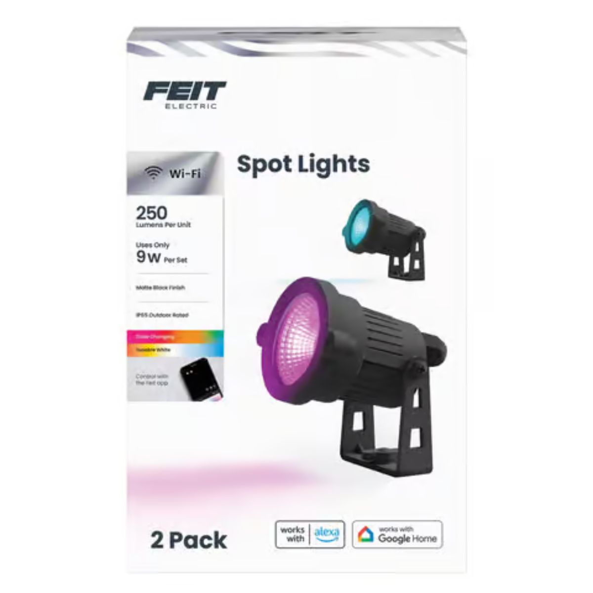 Feit Bluetooth-Enabled Motion Sensor Plug-In LED Black Smart-Enabled Spotlight