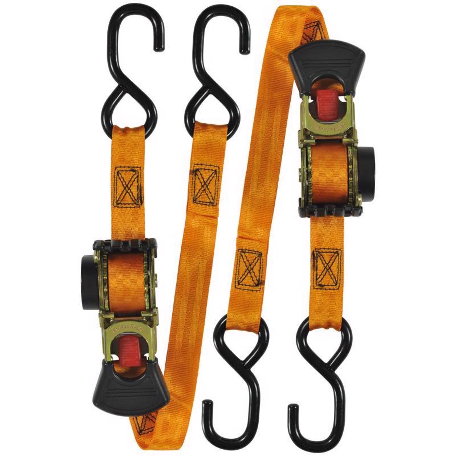 Keeper 1 in. W X 6 ft. L Orange Retractable Tie Down Strap 500 lb 2 pk