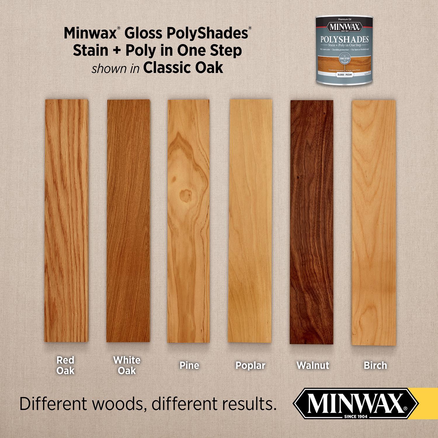 Minwax PolyShades Semi-Transparent Gloss Classic Oak Oil-Based Stain/Polyurethane Finish 1 qt