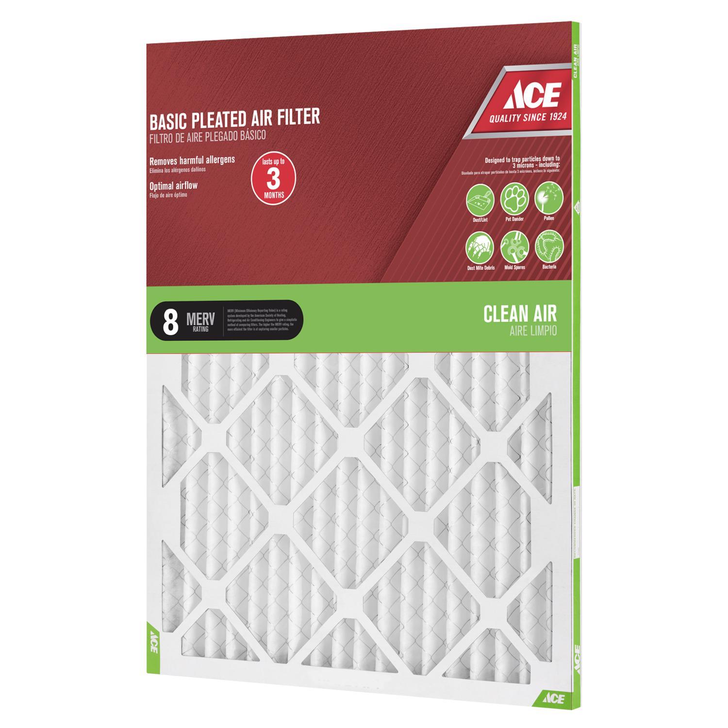 Ace 18 in. W X 25 in. H X 1 in. D Synthetic 8 MERV Pleated Air Filter 1 pk