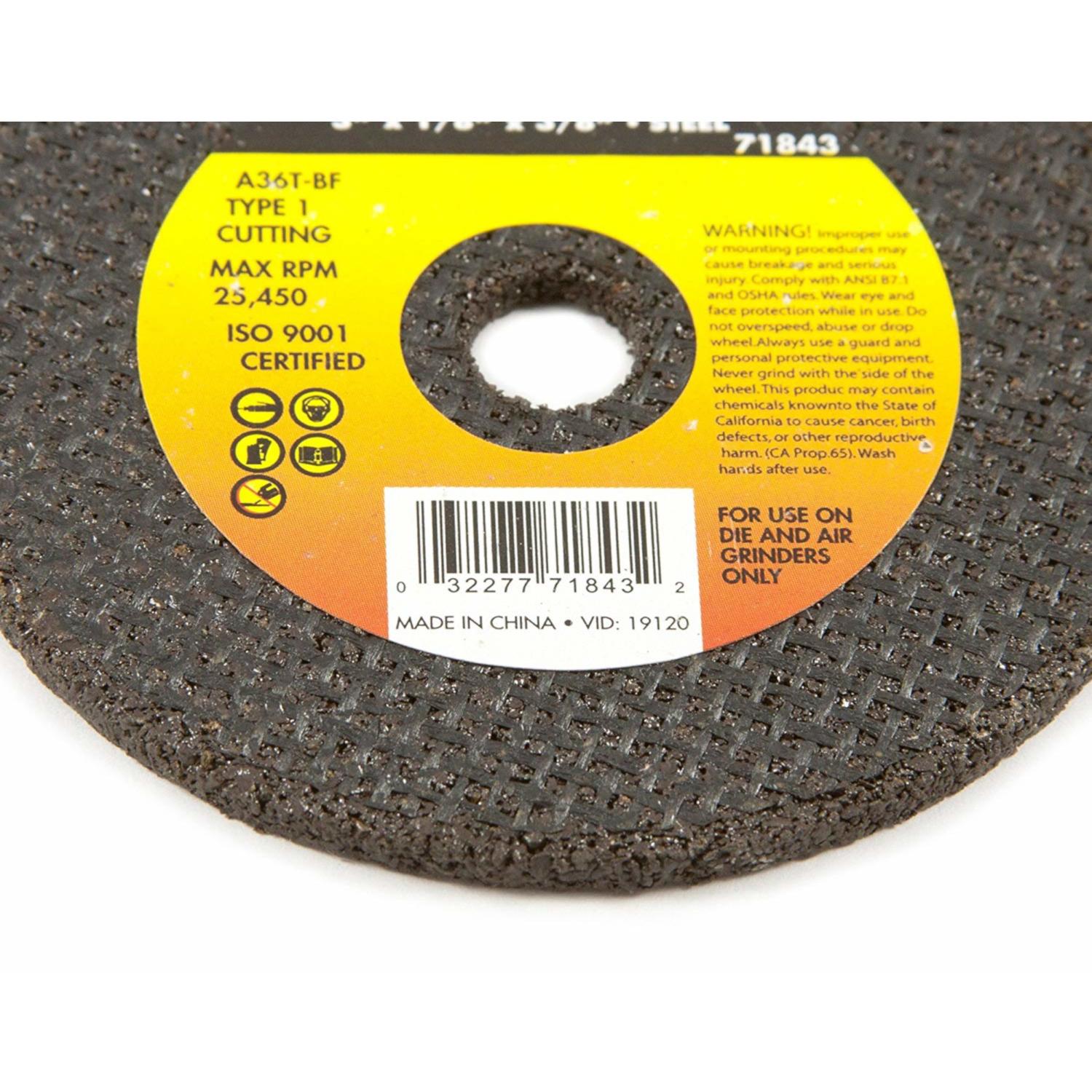 Forney 3 in. D X 3/8 in. Aluminum Oxide Metal Cut-Off Wheel 1 pc