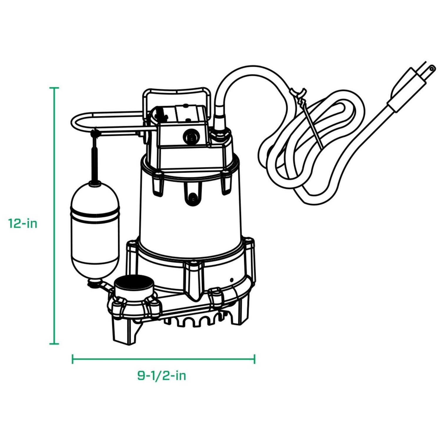 Zoeller 1/2 HP 4800 gph Cast Iron Vertical Float Switch AC Submersible Sump Pump
