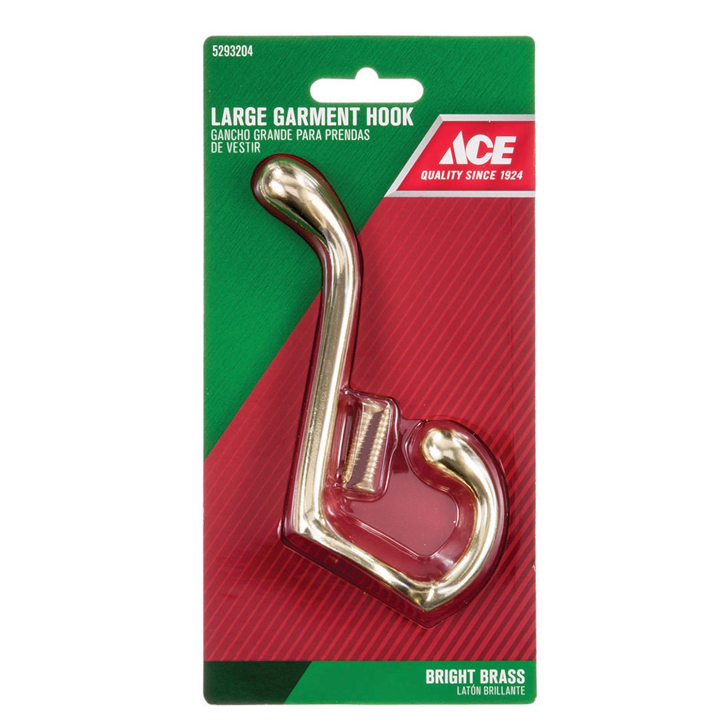 Ace 3-1/2 in. L Bright Brass Gold Brass Large Garment Coat/Hat Hook 1 pk