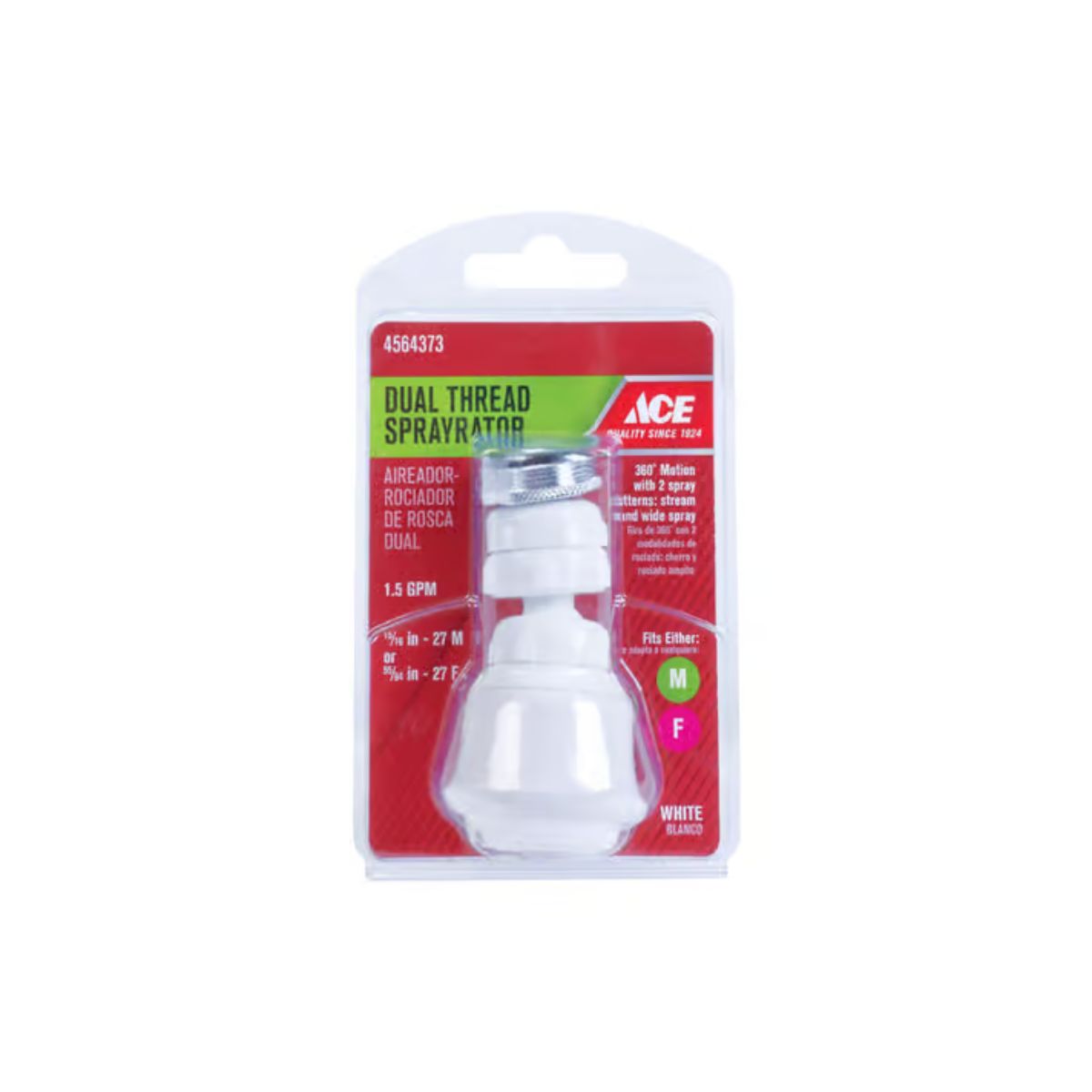 Ace Dual Thread 15/16 in.- 27M x 55/64 in.-27F White Swivel Sprayrator
