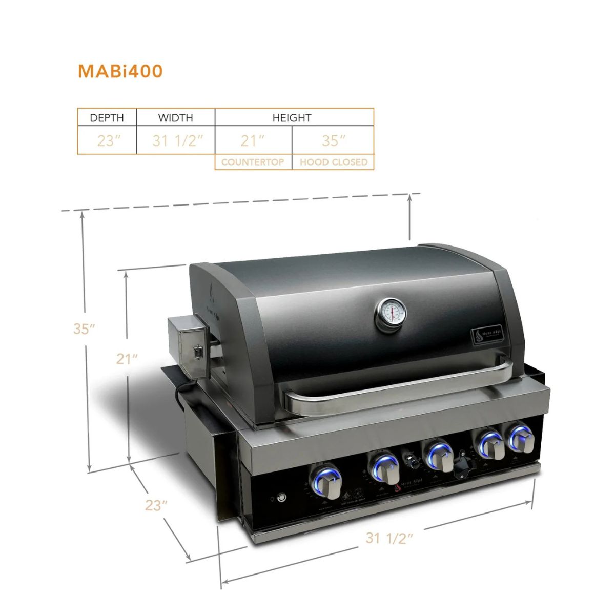 Mont Alpi 32 in. Black Stainless Steel Built-In Grill