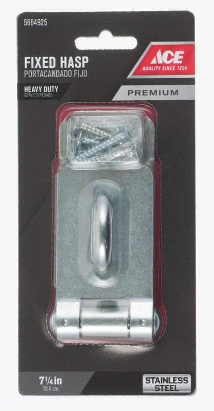 Ace Stainless Steel 7-1/4 In. L Fixed Staple Safety Hasp