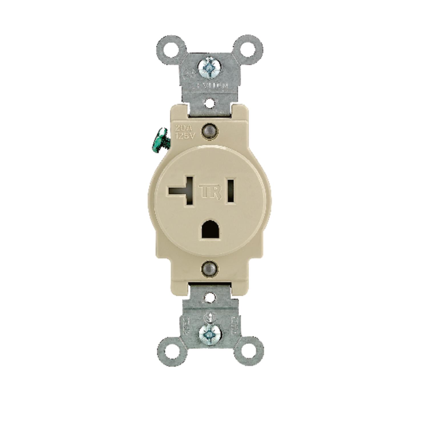 Leviton 20 amps 125 V Single Ivory Outlet 5-20R 1 pk