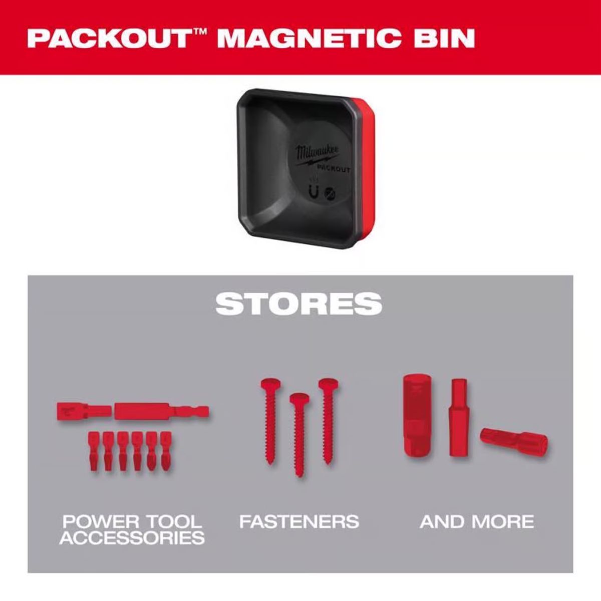 Milwaukee Packout Shop Storage Garage Organizer Magnetic Tray Black/Red