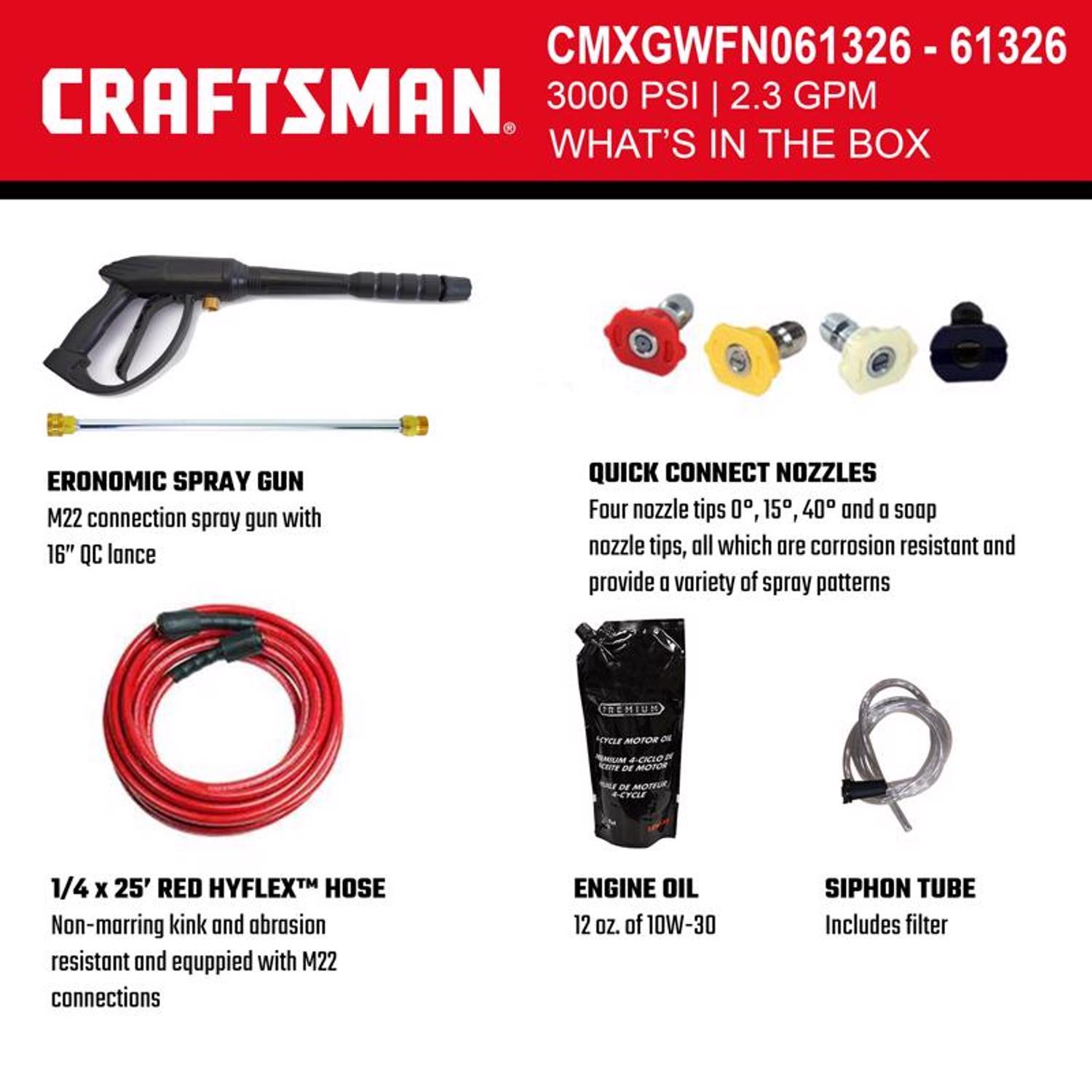 Craftsman CMXGWFN061326 3000 psi Gas 2.3 gpm Pressure Washer