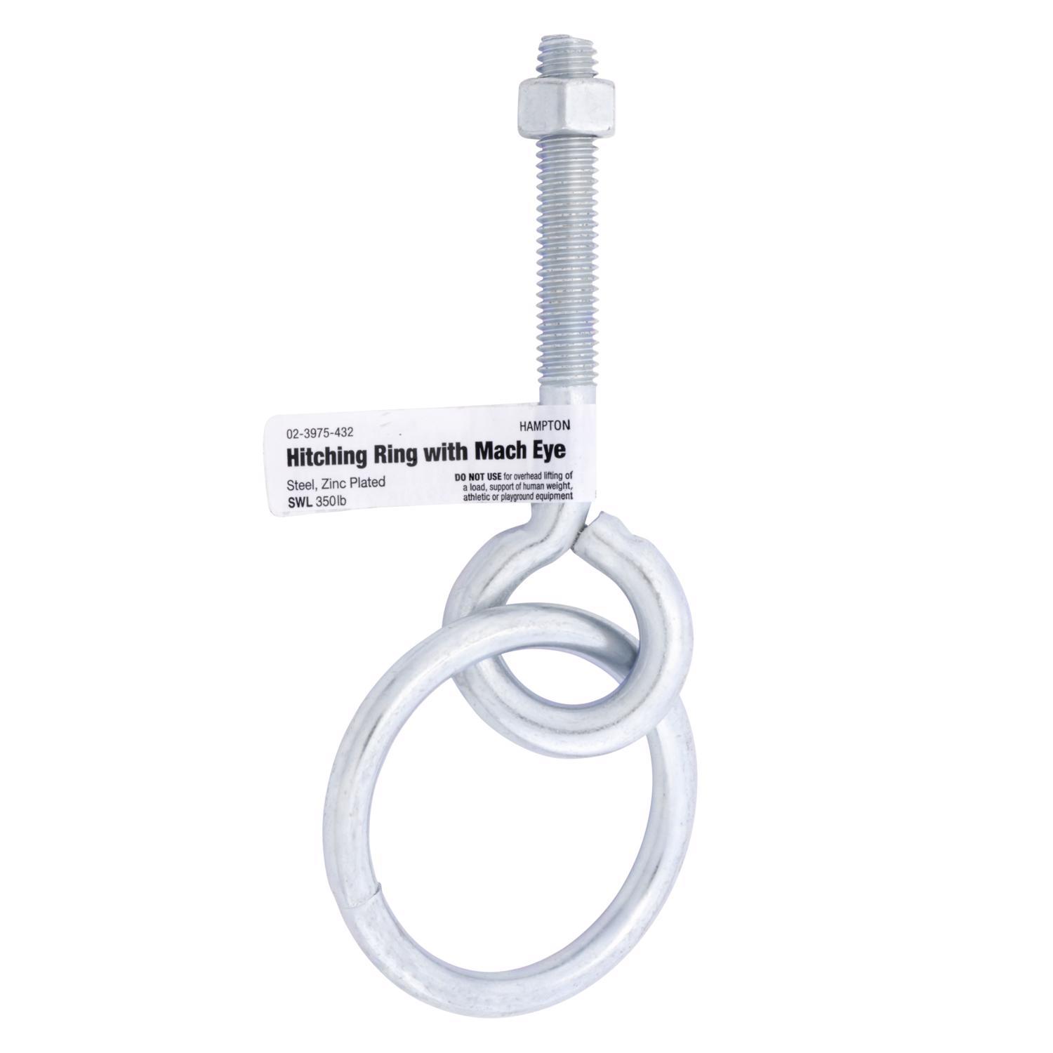 Ace Small Zinc-Plated Silver Steel 3-5/8 in. L Hitching Ring W/Eyebolt and Nut 350 lb 1 pk