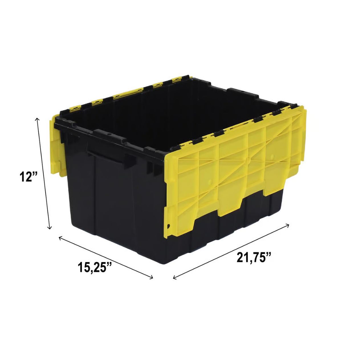 Ramtuff 12 gal Black/Yellow Hinged-Lid Tote Stackable