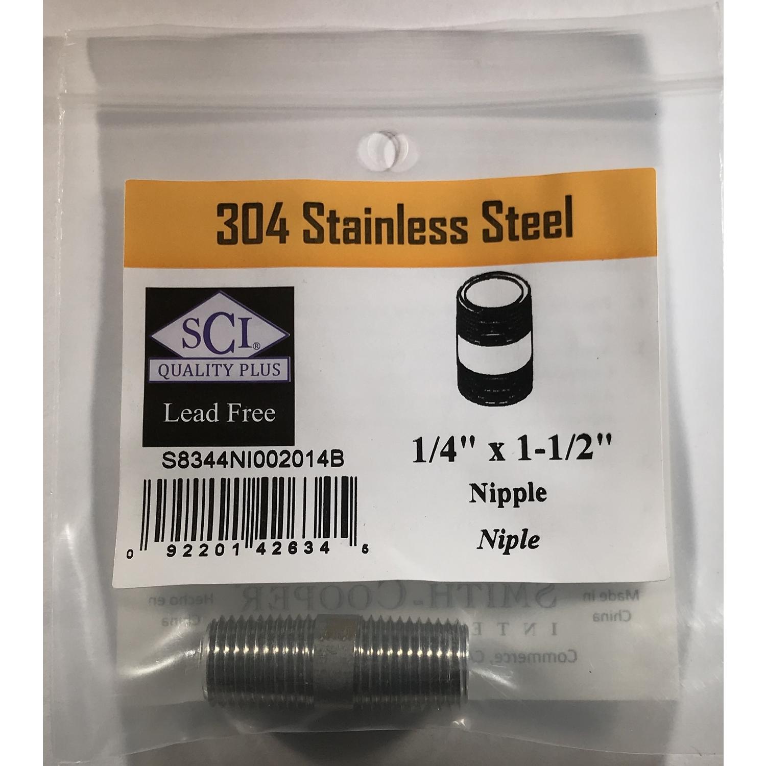 Smith-Cooper 1/4 in. MPT Stainless Steel 1-1/2 in. L Nipple