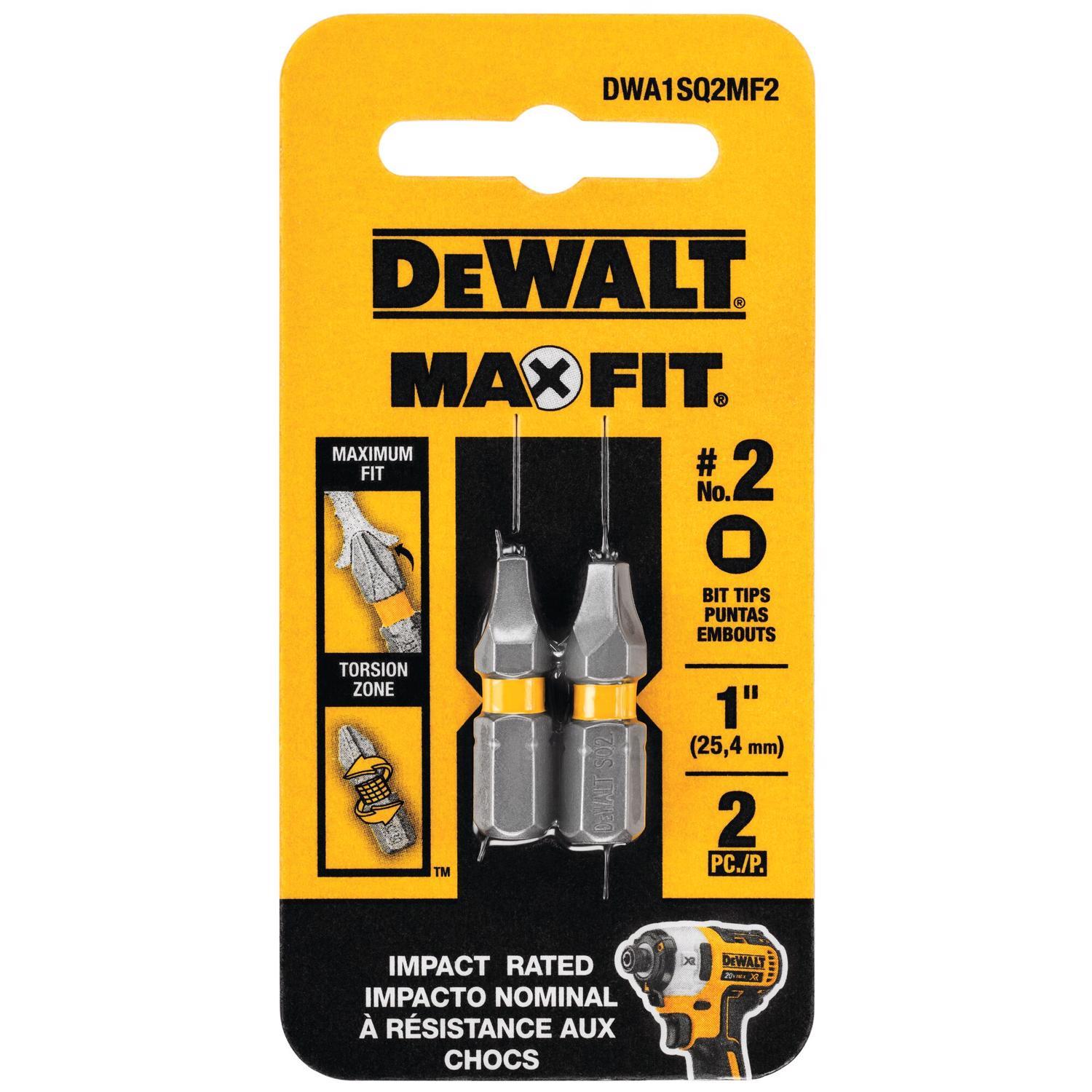 DEWALT Max Fit Square #2 X 1 in. L Screwdriver Bit Set Steel 2 pk