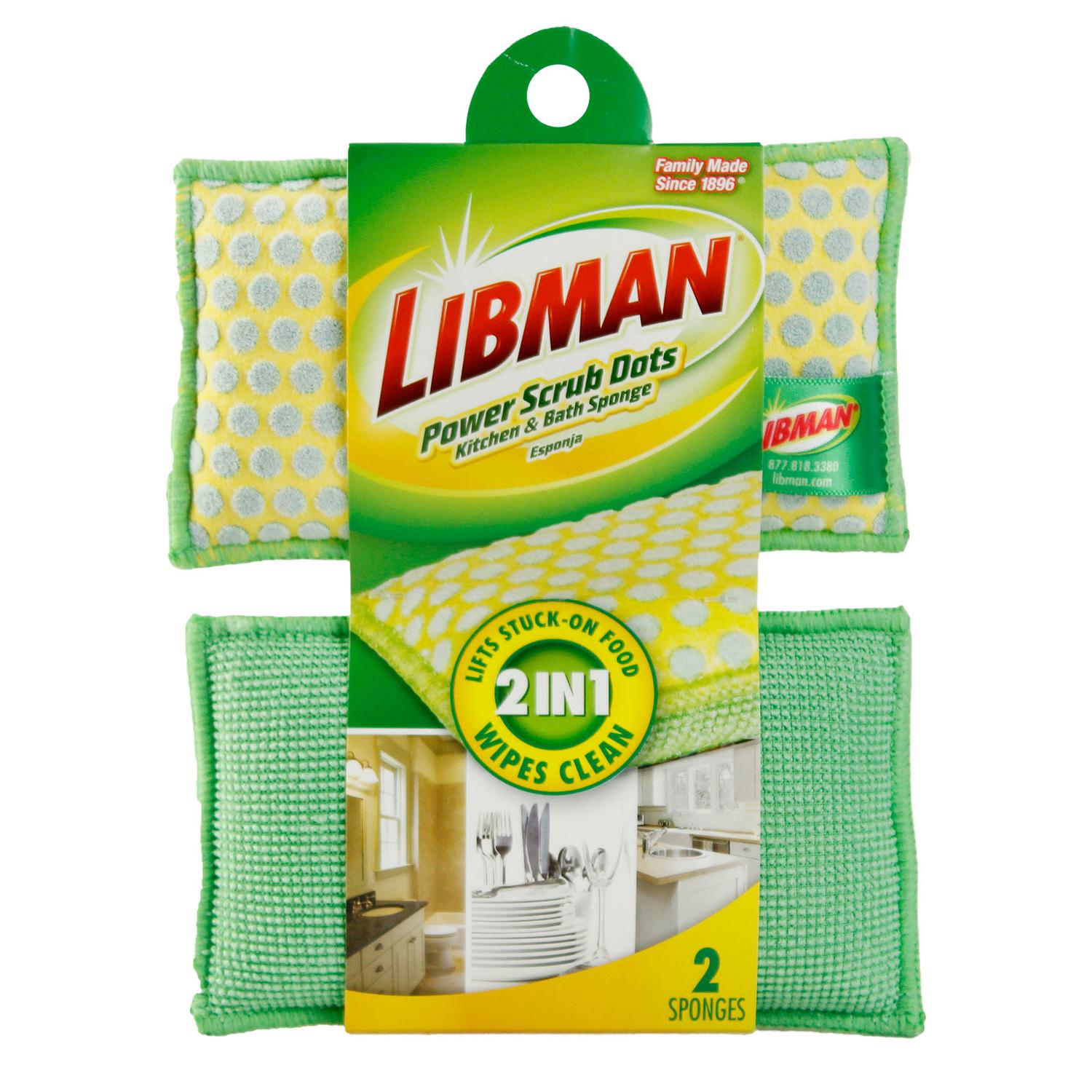 Libman Power Scrub Dots Medium Duty Sponge For Pots and Pans 6 in. L 2 pk