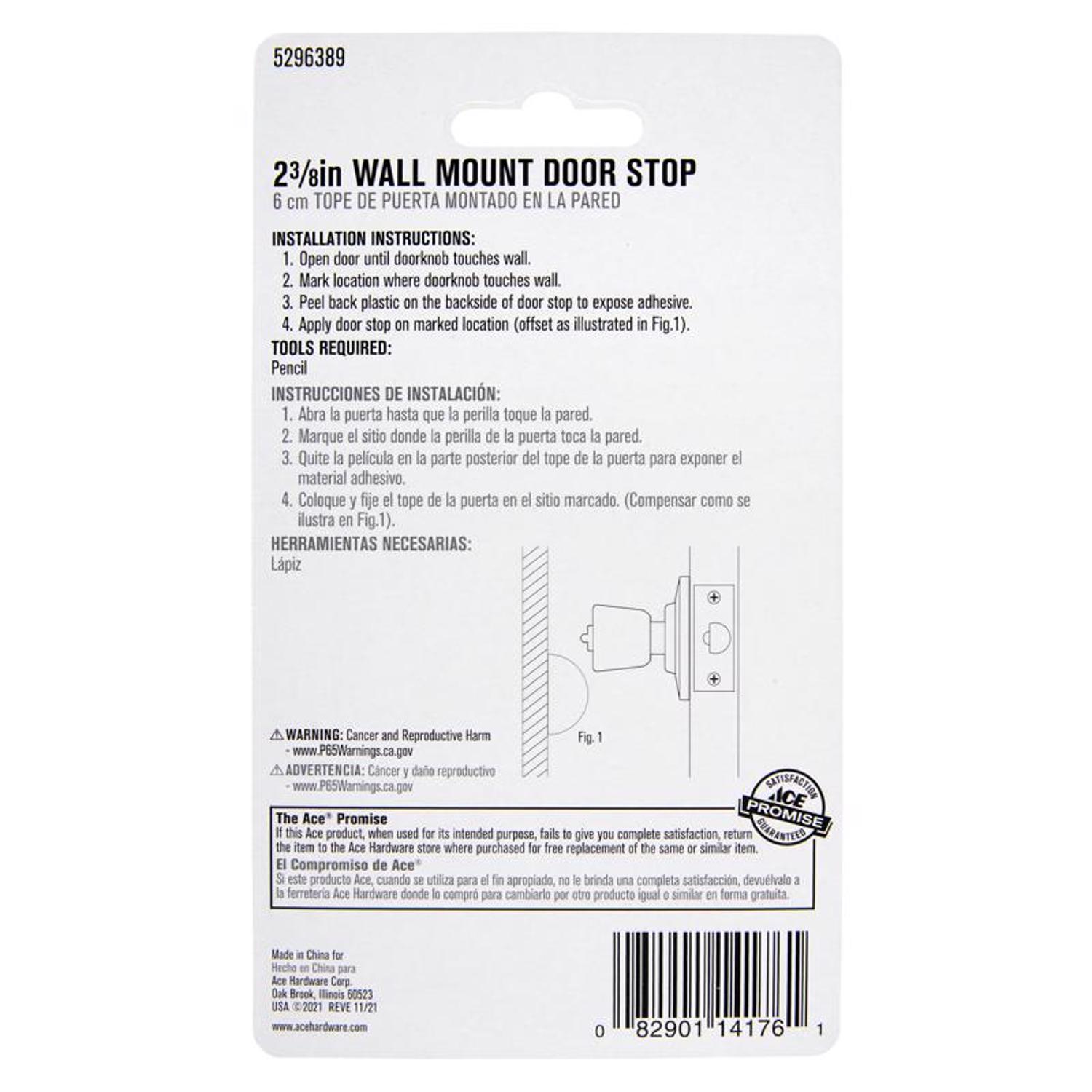 Ace 2-3/8 in. W Rubber White Wall Door Stop Mounts to wall 0 in.