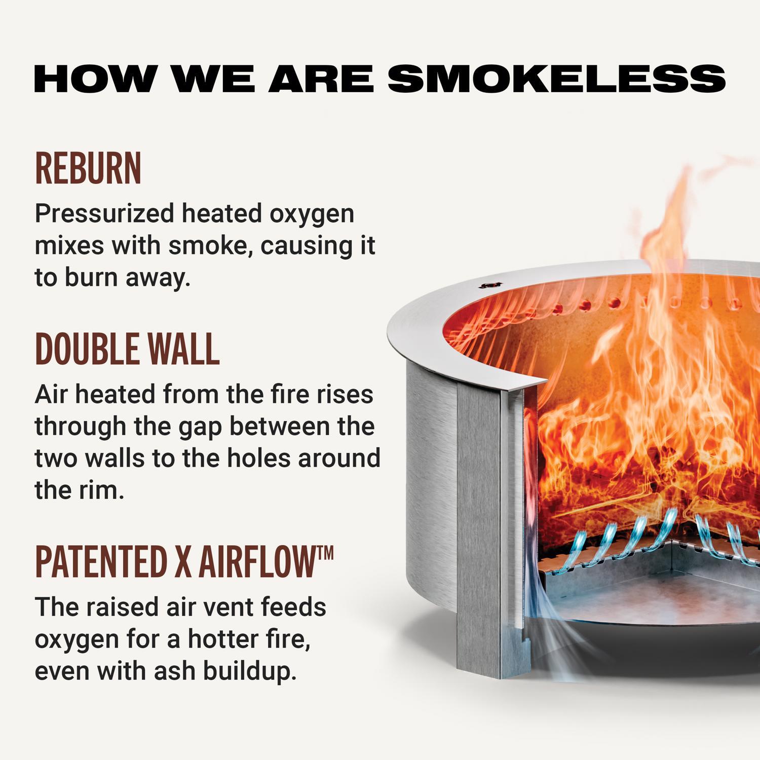Breeo X Series 24 Stainless Smokeless Fire Pit 24 in. W Stainless Steel Outdoor Round Wood Fire Pit