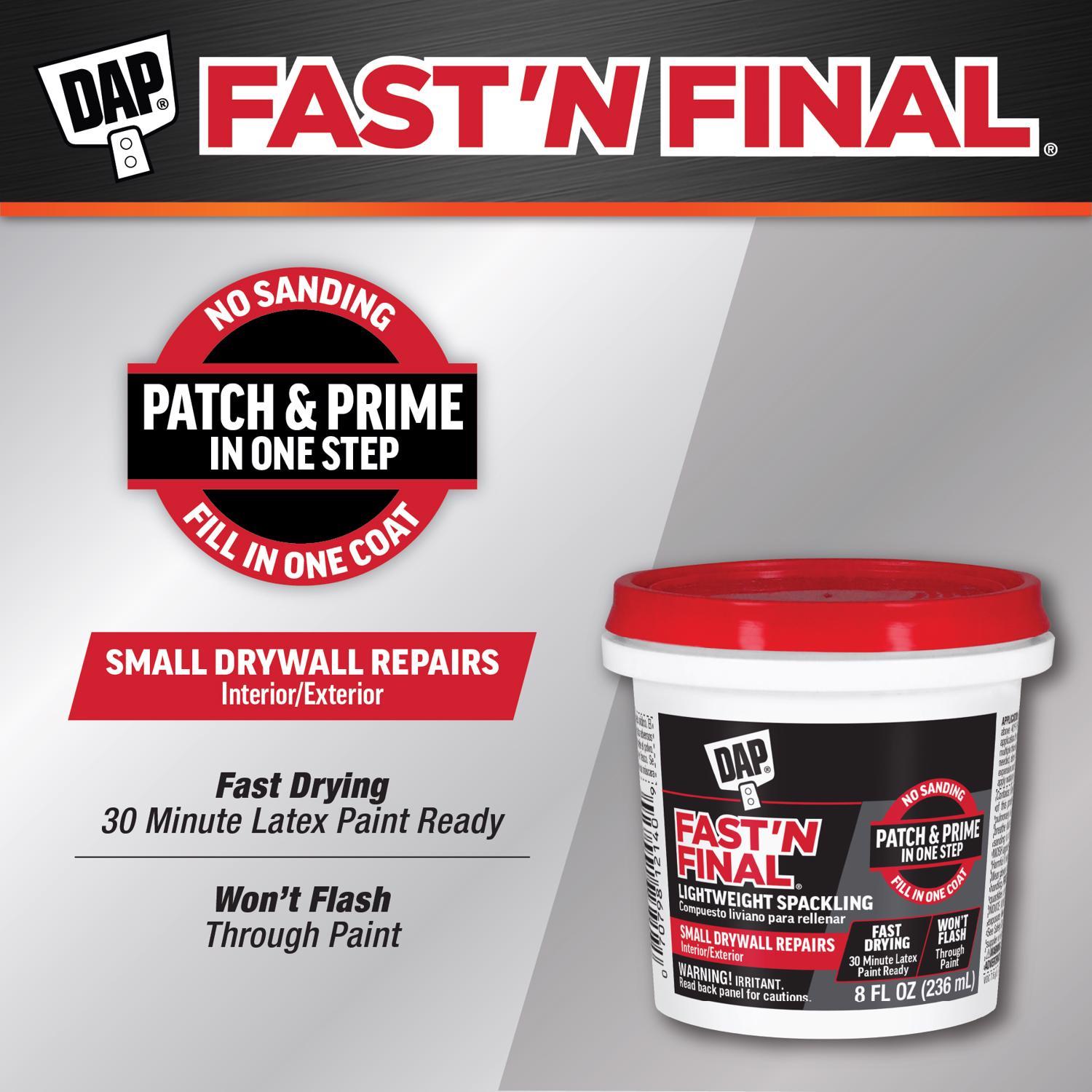 DAP Fast 'N Final Ready to Use White Lightweight Spackling Compound 8 oz