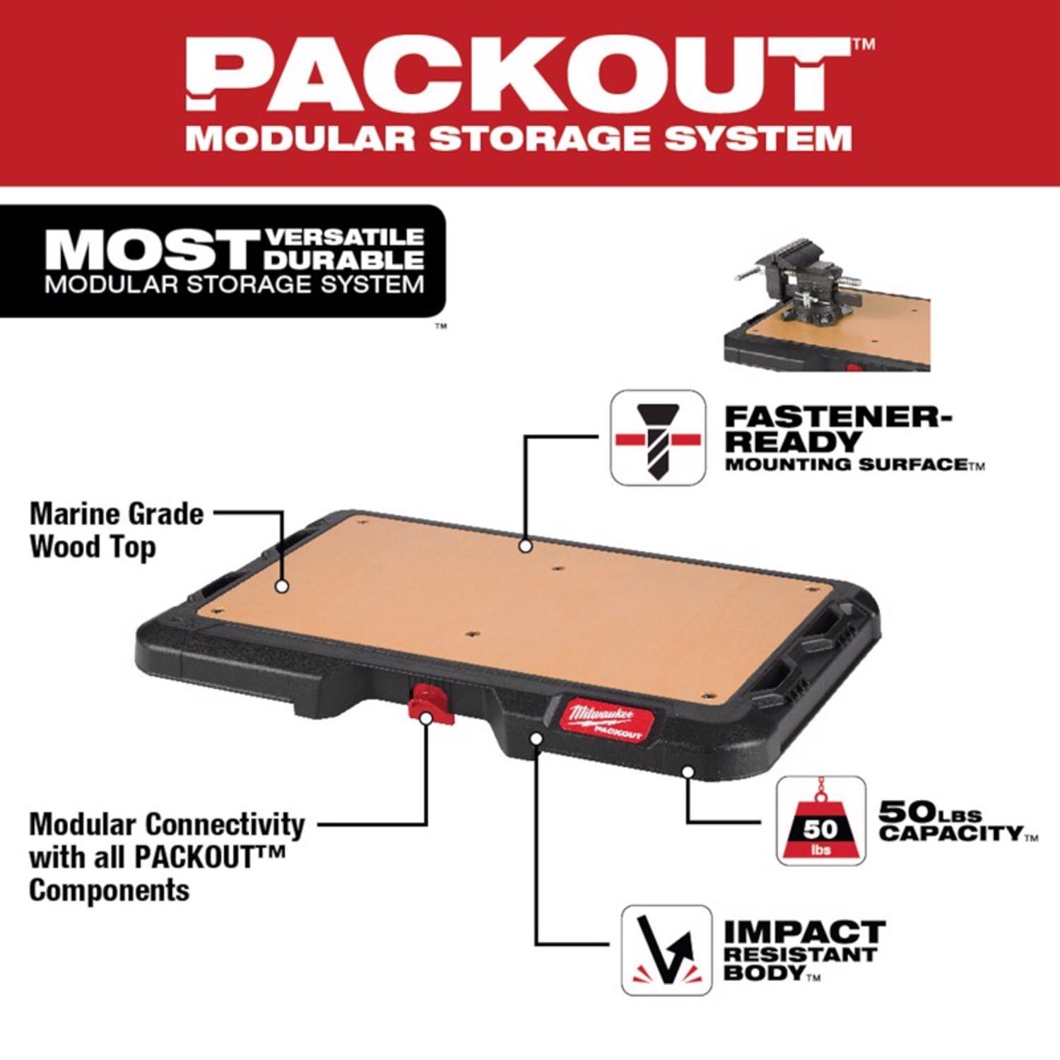 Milwaukee Packout 15.3 in. L X 23.9 in. W X 2.1 in. H Customizable Work Top 50 lb. cap.