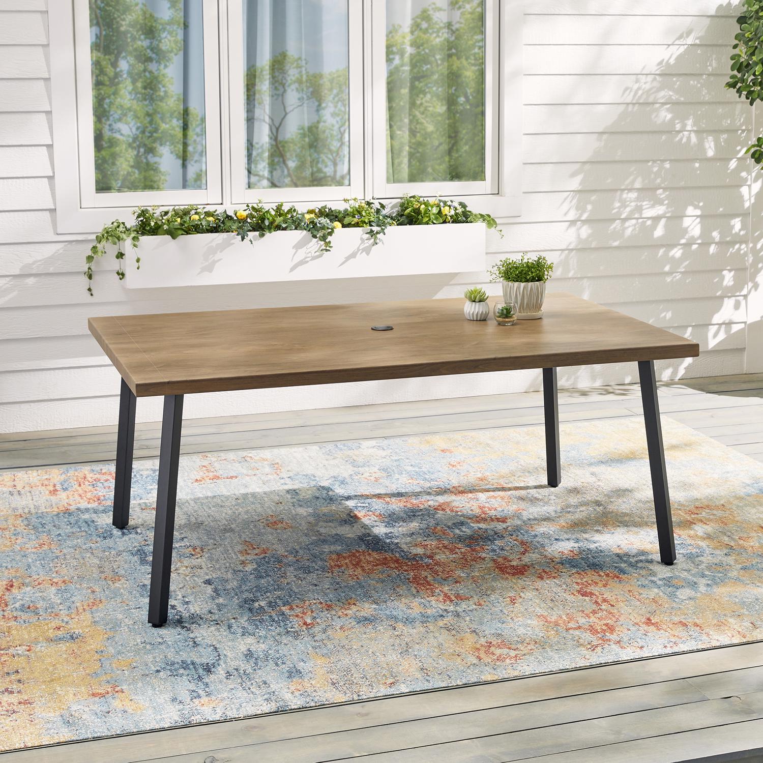 Living Accents Brown Rectangular Metal Dining Table