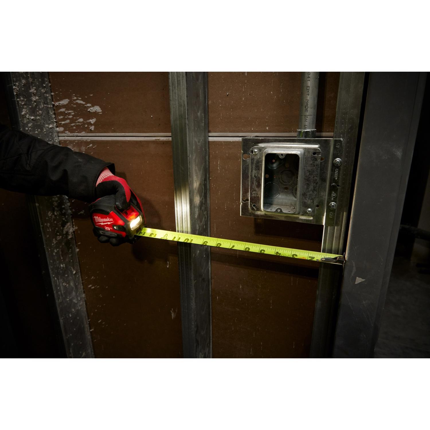 Milwaukee 25 ft. L X 1-1/16 in. W Compact Wide Blade with LED Light Magnetic Tape Measure 1 pk