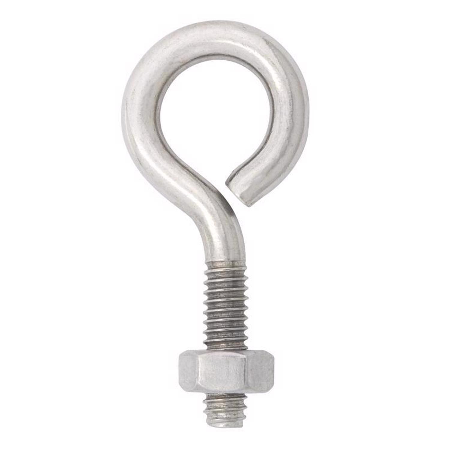 Hampton 1/4 in. X 2 in. L Stainless Stainless Steel Eyebolt with Nut Nut Included