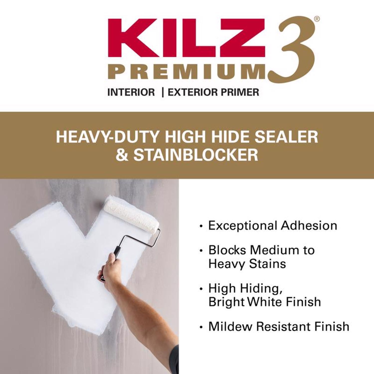KILZ 3 Premium White Flat Water-Based Stain Blocking Primer 1 qt
